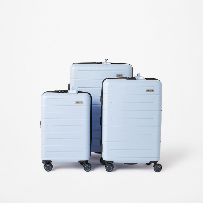 WAVE Textured Hardcase Luggage Trolley Bag with Retractable Handle and Wheels-Luggage-image-5