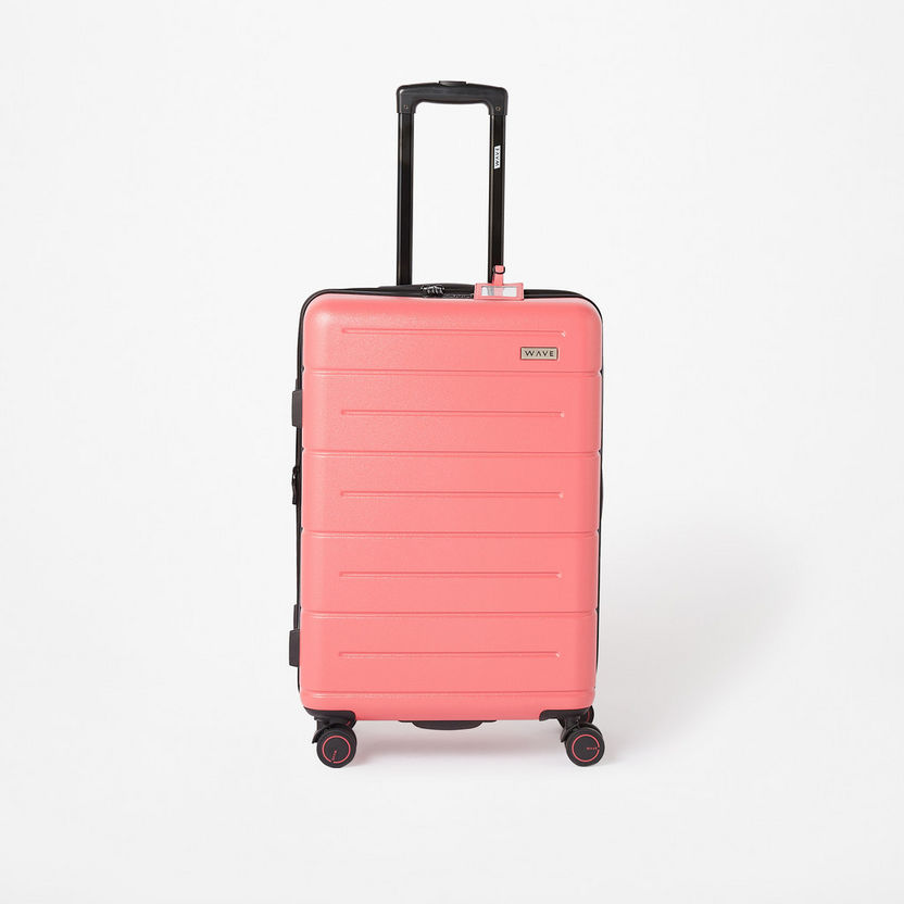 WAVE Textured Hardcase Luggage Trolley Bag with Retractable Handle and Wheels-Luggage-image-0