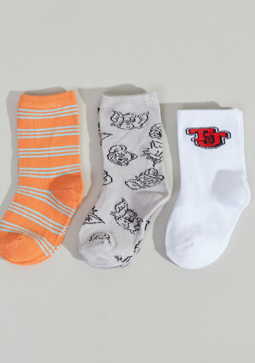 Tom and Jerry Printed Organic Socks - Set of 3-Socks-image-0