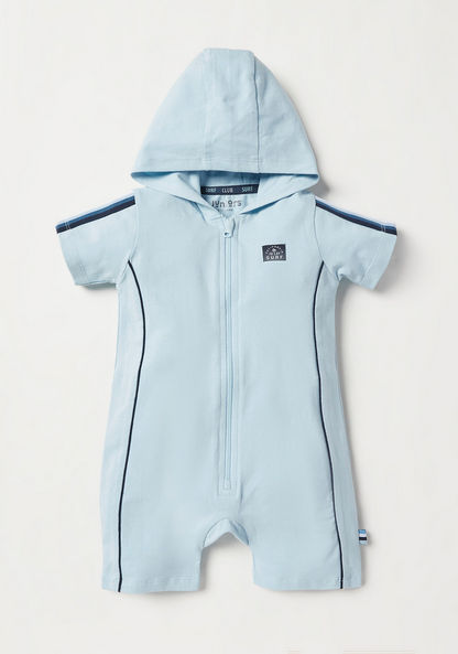Juniors Surfer Print Short Sleeves Romper with Hood and Zip Closure-Rompers%2C Dungarees and Jumpsuits-image-0