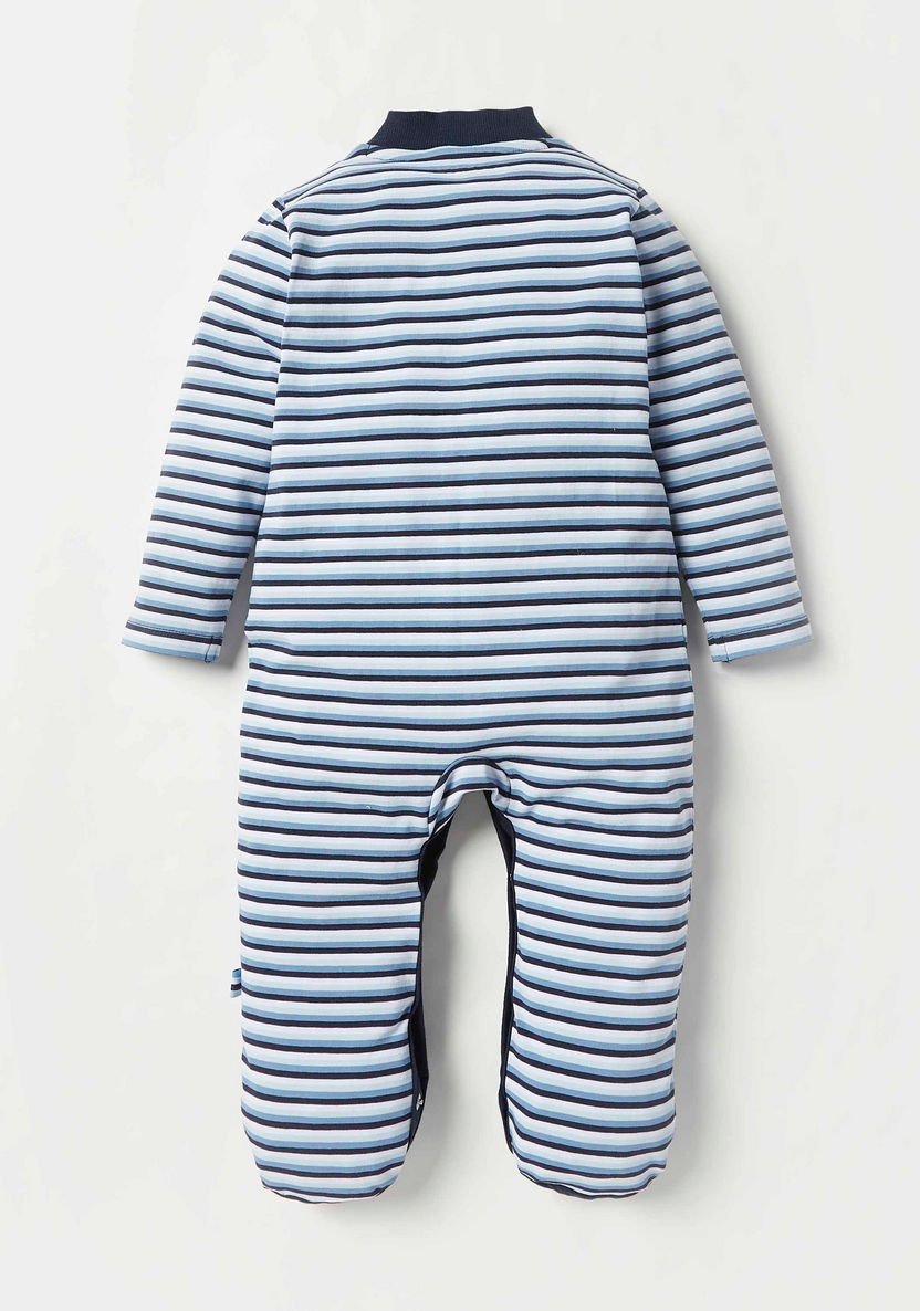 Juniors Striped Long Sleeves Sleepsuit with Button Closure-Sleepsuits-image-3