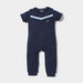 Juniors Solid Short Sleeves Sleepsuit with Button Closure and Stripe Detail-Sleepsuits-thumbnail-0