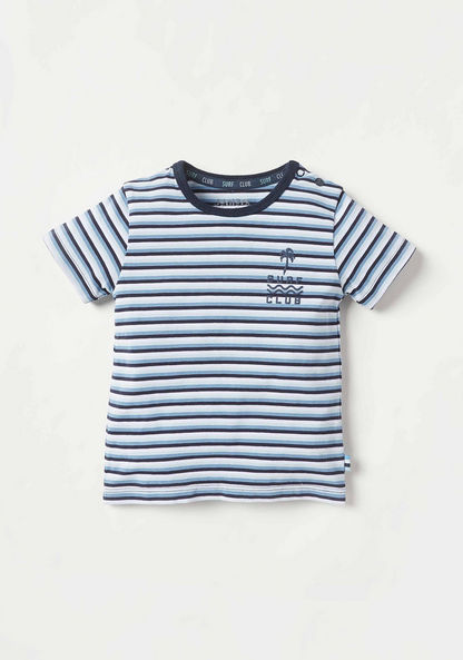 Juniors Striped Short Sleeves T-shirt and Pyjama Set-Pyjama Sets-image-3