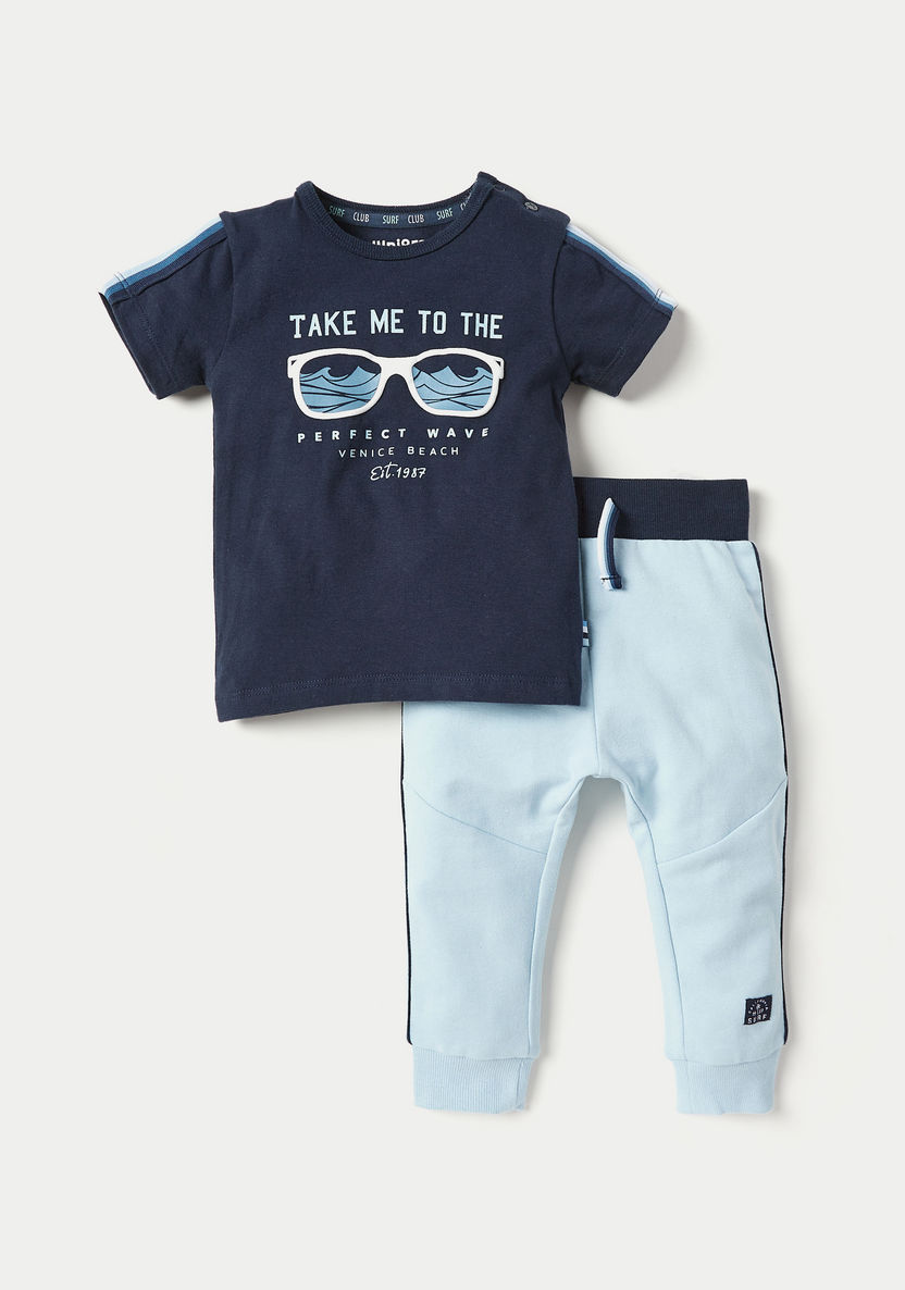 Juniors Surf Print T-shirt and Joggers Set-Pyjama Sets-image-0
