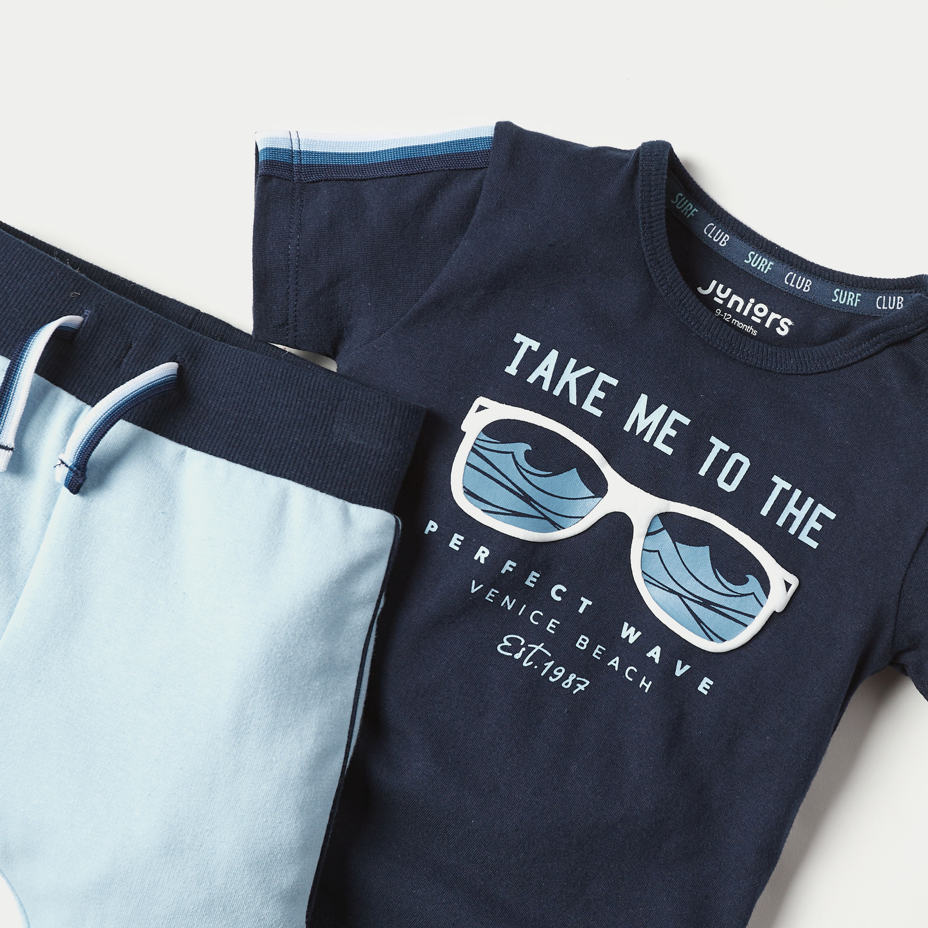 Juniors Surf Print T-shirt and Joggers Set-baby-boys-clothing-nightwear-pyjamasets-image-2