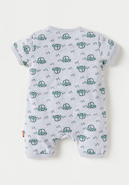 Juniors Car Print Romper with Short Sleeves and Zip Closure-Rompers%2C Dungarees and Jumpsuits-image-3