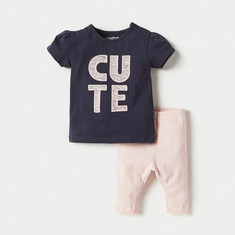 Juniors Applique Detail T-shirt and Pyjama Set