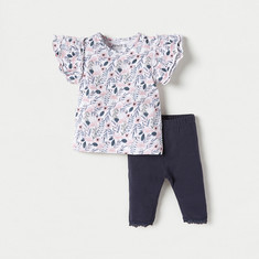 Juniors Floral Print Top and Pyjama Set