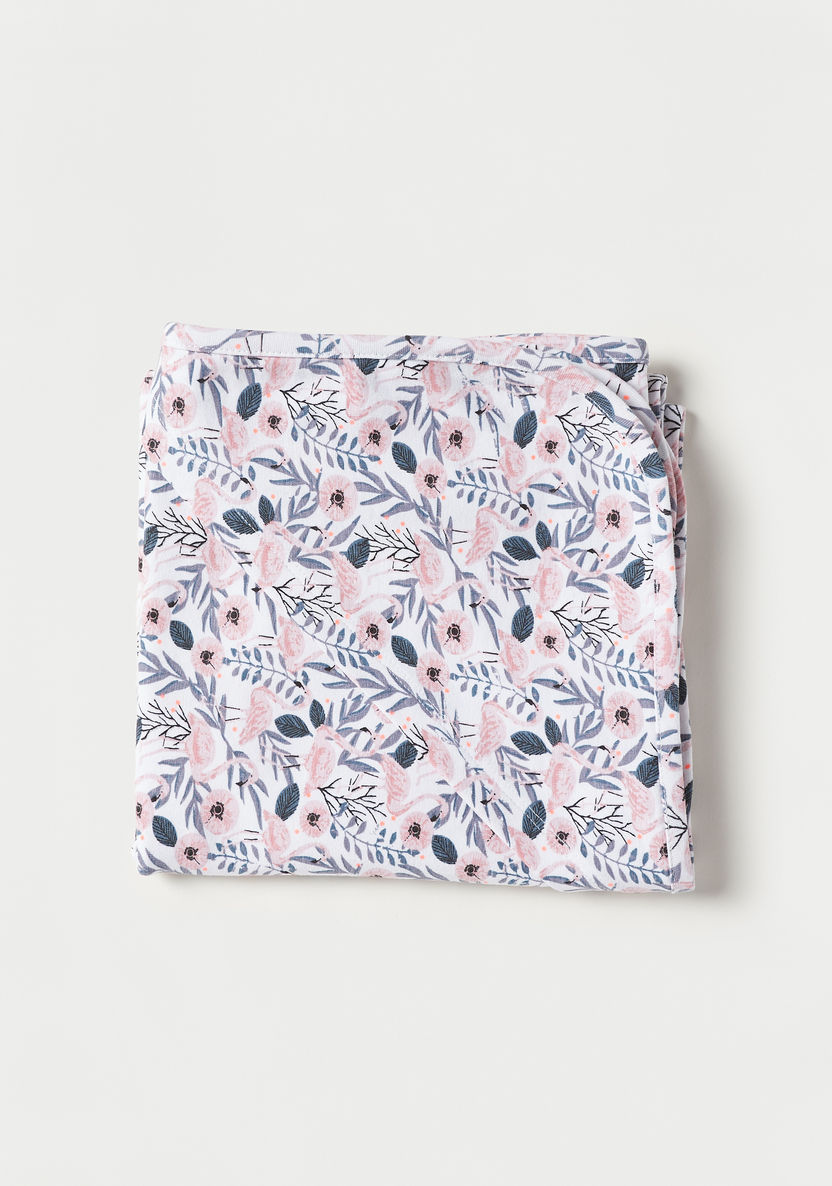 Juniors All-Over Floral Print Receiving Blanket - 70x70 cm-Receiving Blankets-image-0