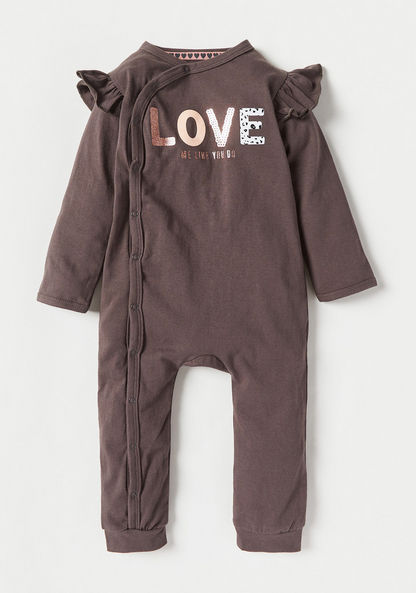 Juniors Printed Sleepsuit with Long Sleeves and Ruffle Detail-Sleepsuits-image-0