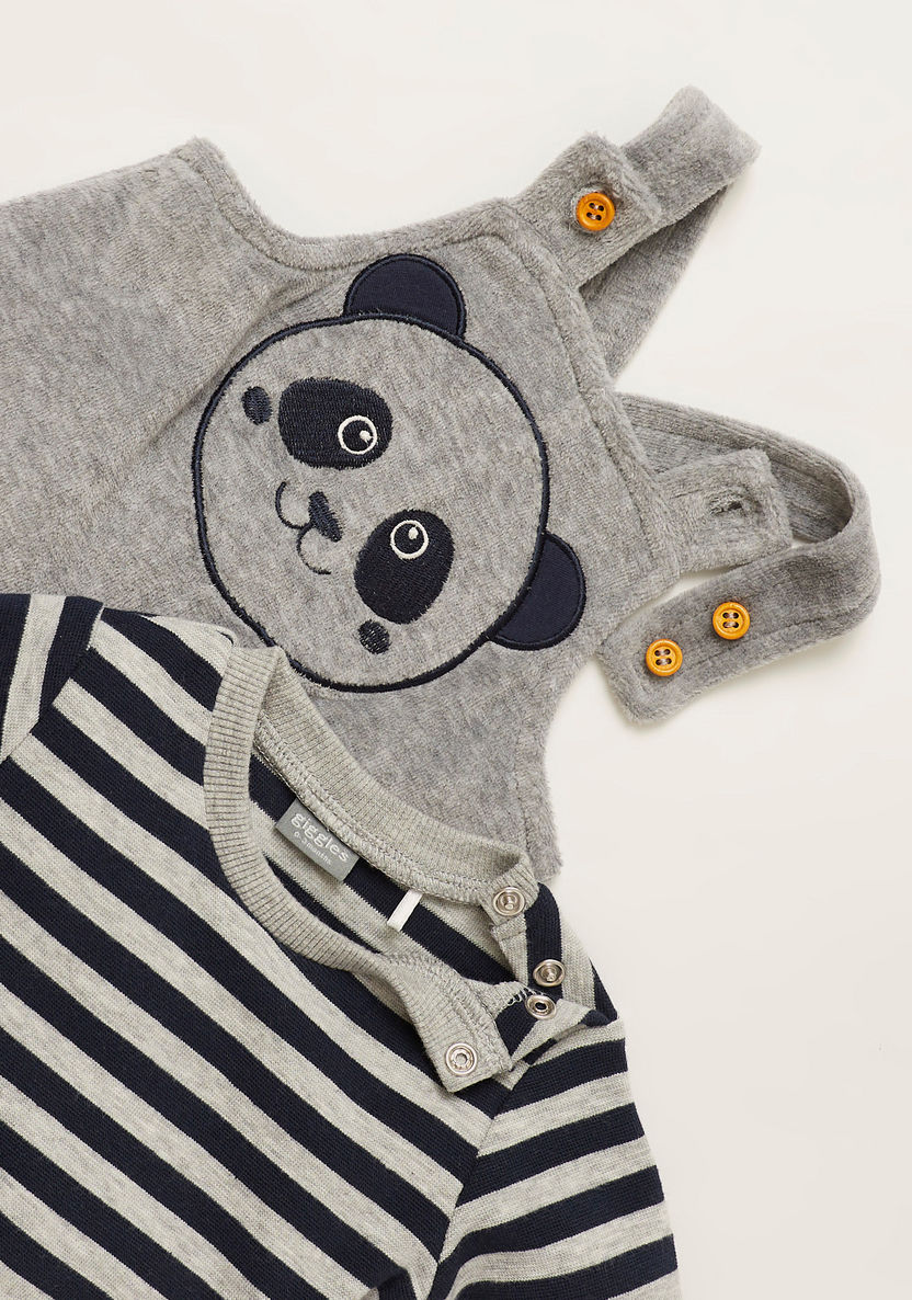 Giggles Panda Applique Dungaree and Long Sleeves Striped T-shirt Set-Rompers%2C Dungarees and Jumpsuits-image-4