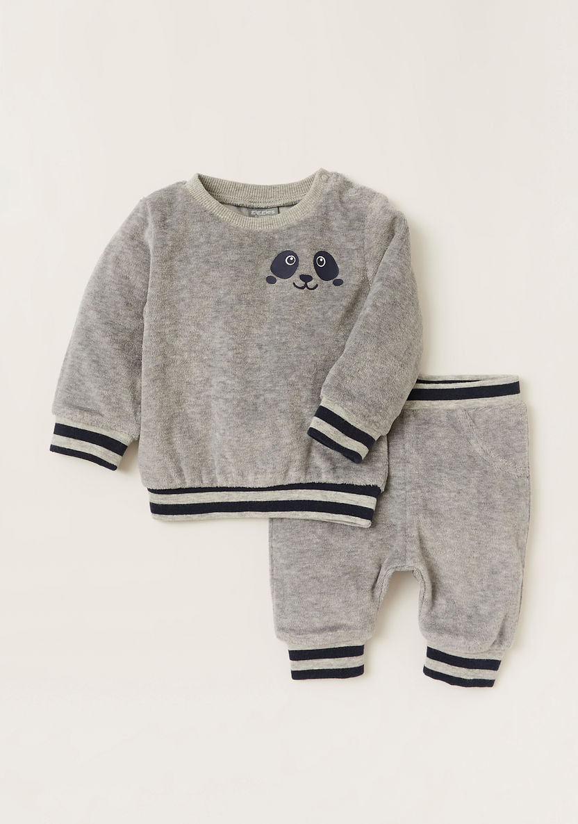 Giggles Panda Print Long Sleeves Sweatshirt and Pyjama Set-Pyjama Sets-image-0