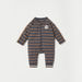 Juniors Striped Print Sleepsuit with Tape Detail and Zip Closure-Sleepsuits-thumbnailMobile-0