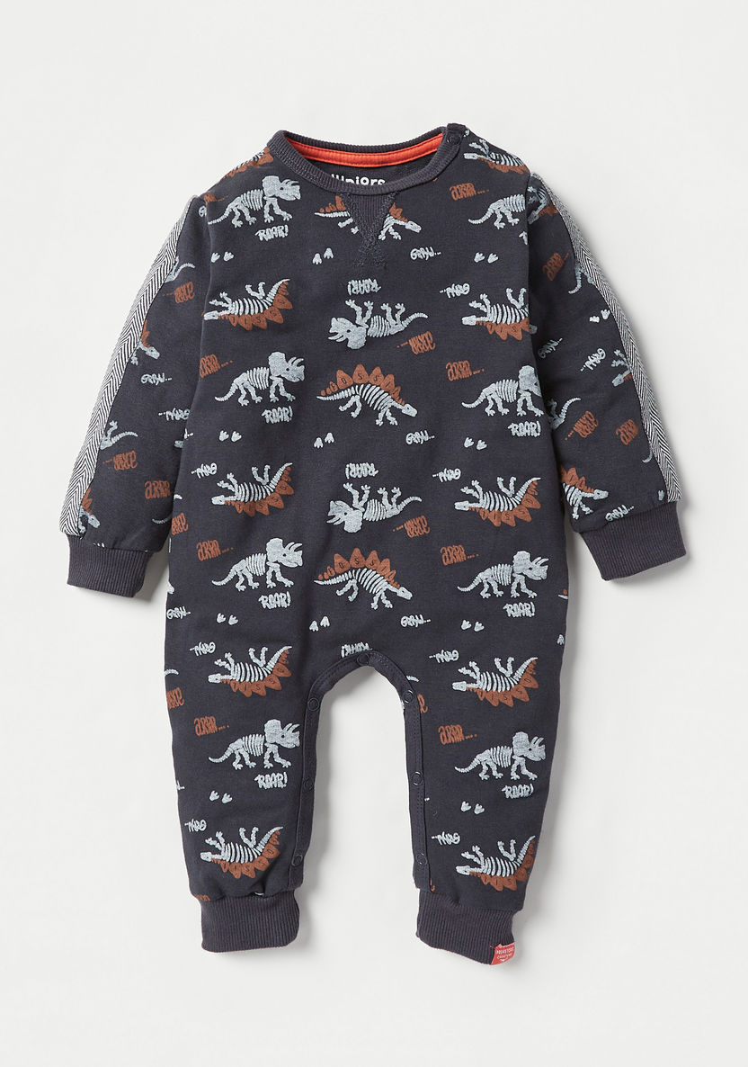 Juniors Dinosaur Print Sleepsuit with Long Sleeves-Sleepsuits-image-0
