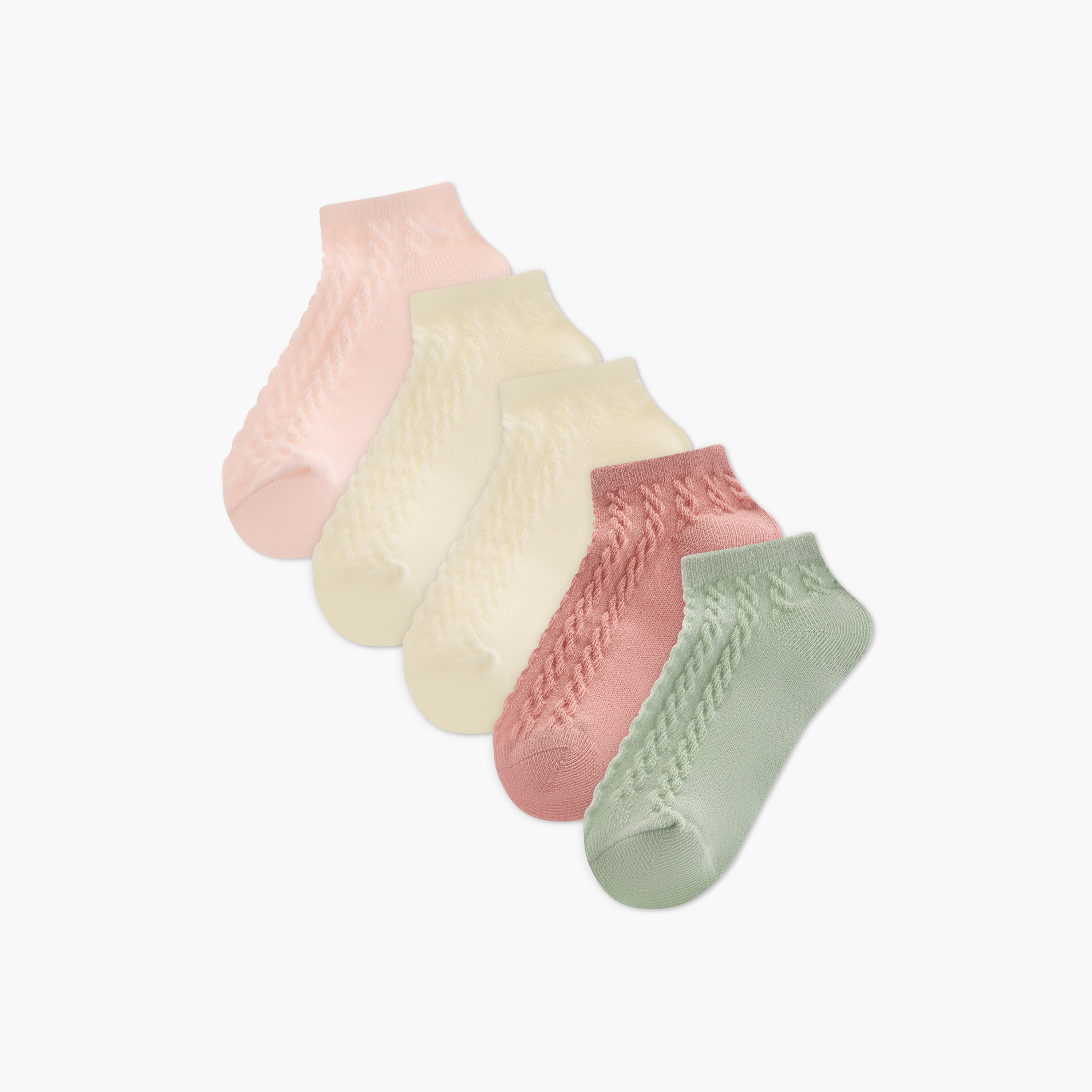 Barefeet Textured Ankle Length Socks - Set of 5-girls-accessories-socks-image-1