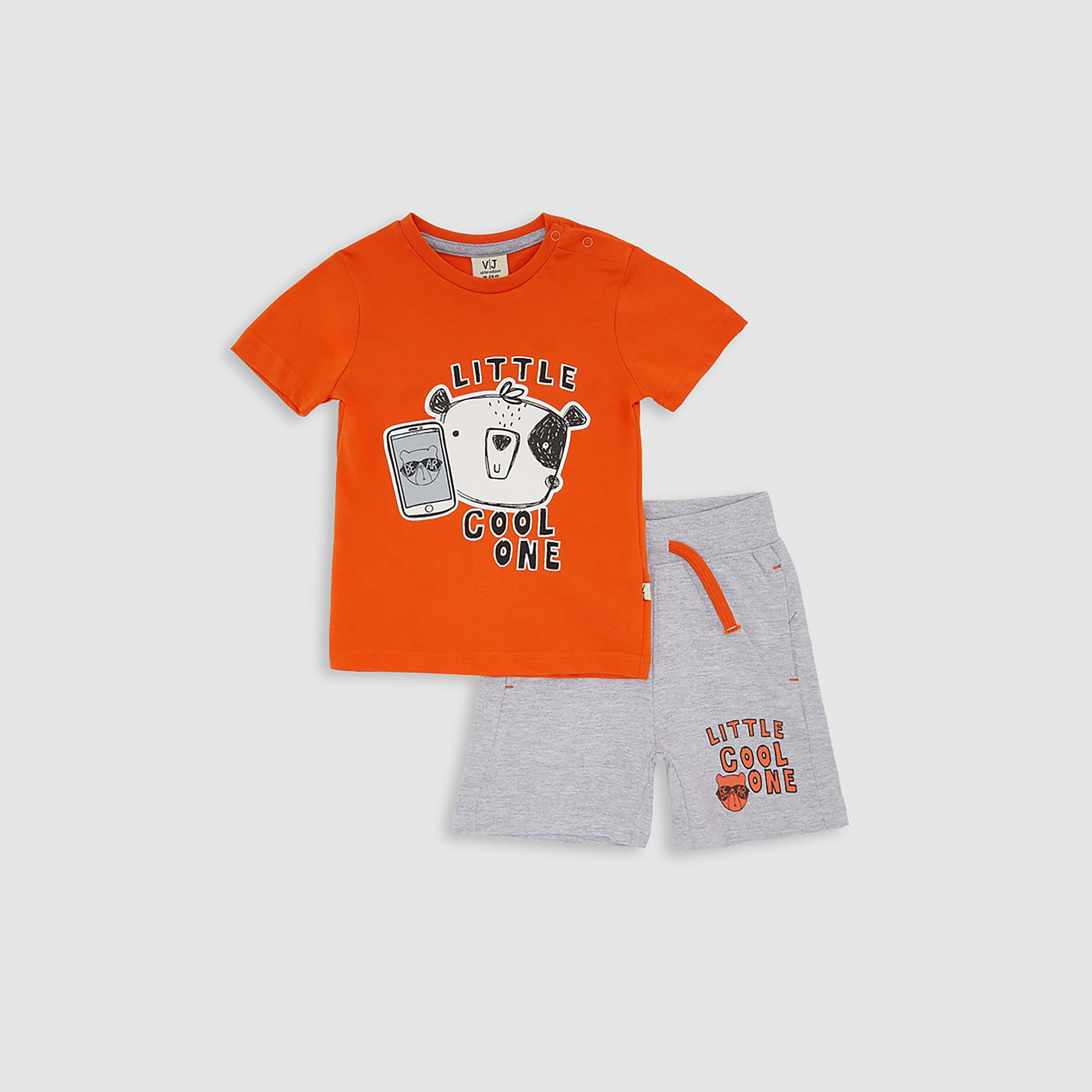 تيشيرت بأكمام قصيرة وطبعات مع شورت من فيكتور اند جين-baby-boys-clothing-setsandcoords-image-1
