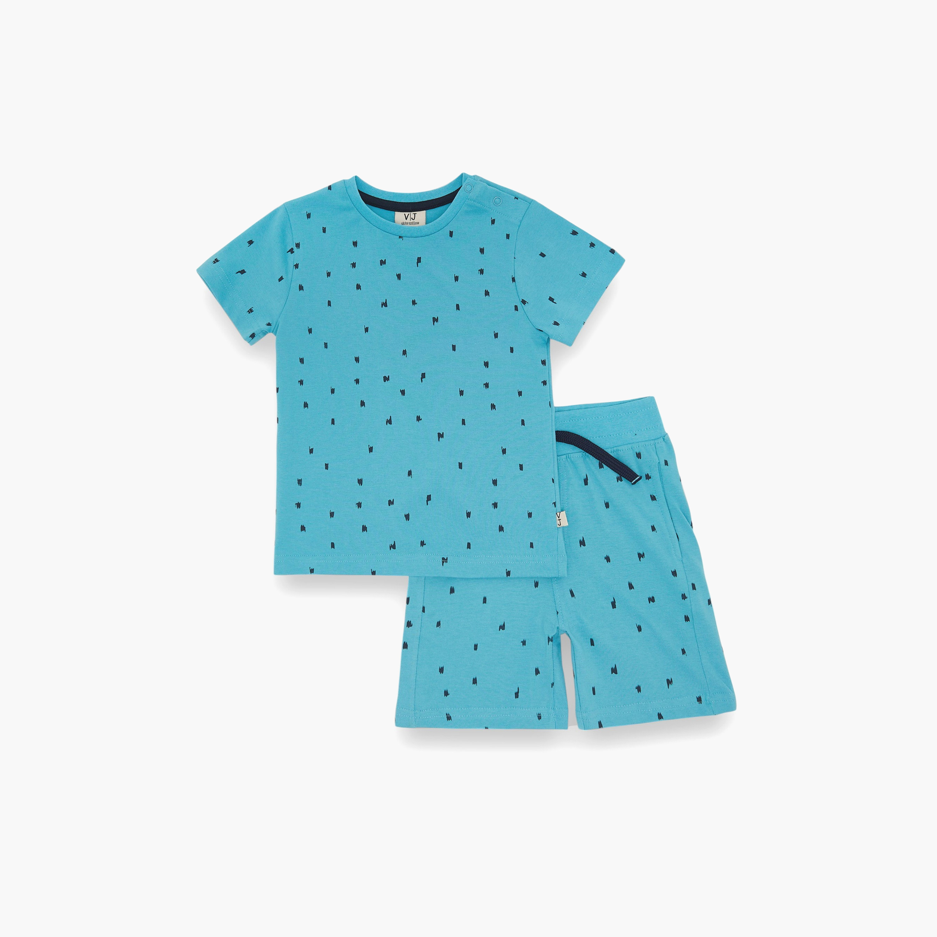Victor and Jane All-Over Printed T-Shirt & Shorts Set - Blue-baby-boys-clothing-setsandcoords-image-1
