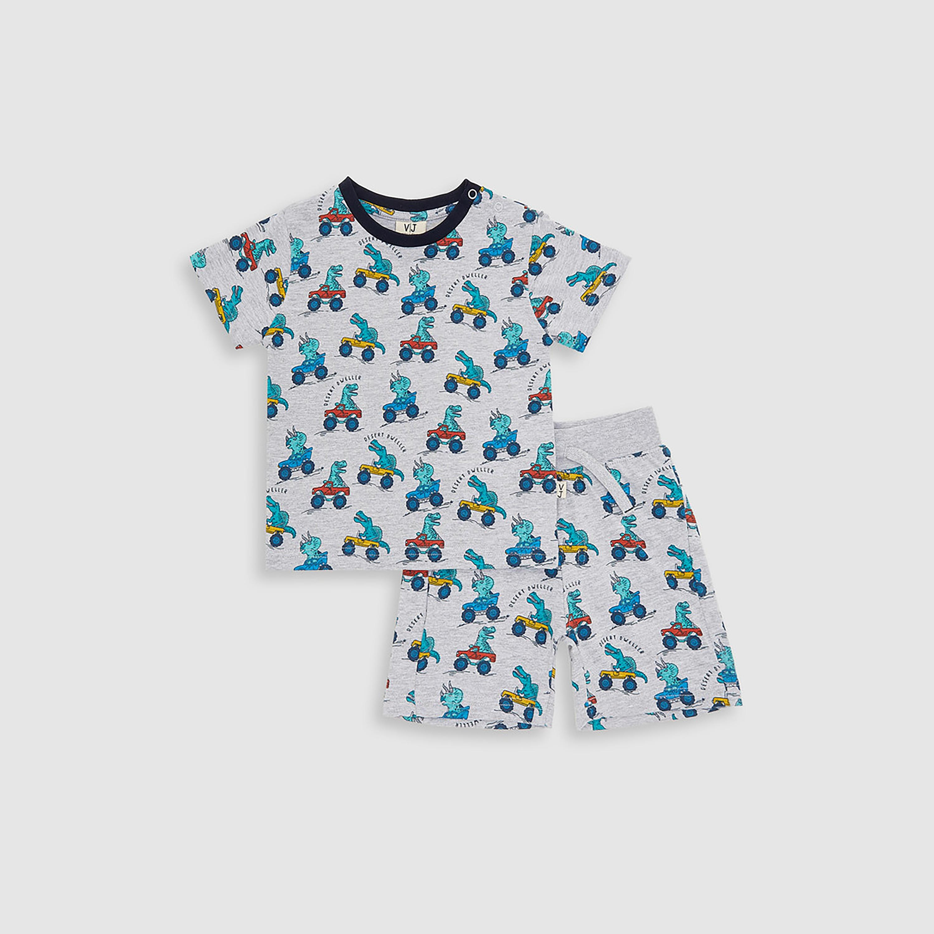 تيشيرت بأكمام قصيرة وطبعات مع شورت من فيكتور اند جين-baby-boys-clothing-setsandcoords-image-1