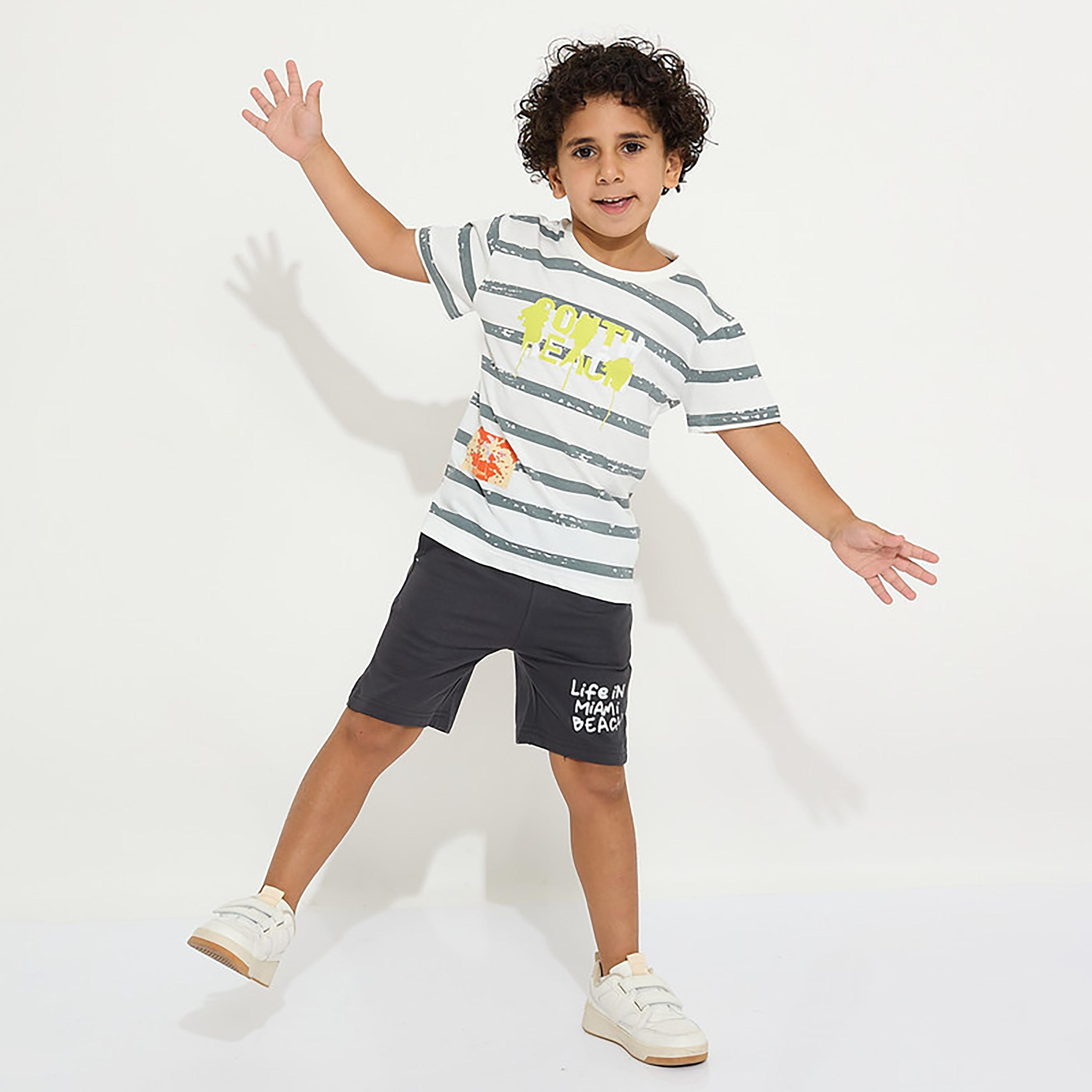 Victor and Jane Striped Short Sleeves T-Shirt with Shorts-boys-clothing-setsandcoords-image-1