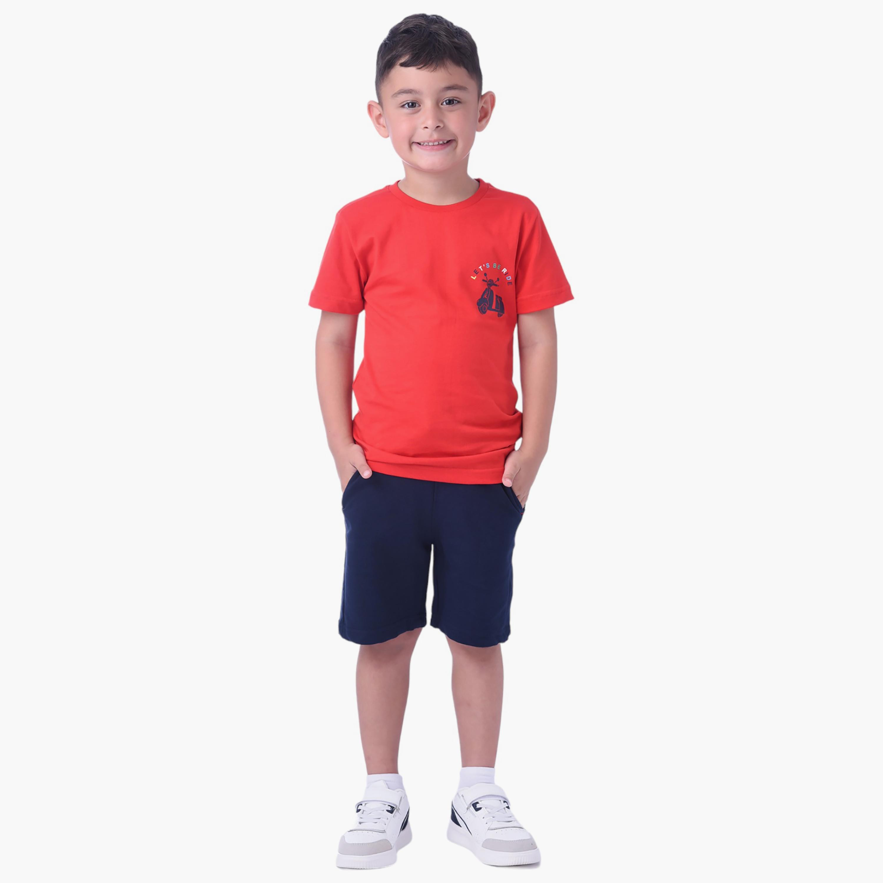 Victor and Jane Lets Go Ride Printed Short Sleeves T-Shirt & Shorts Set-boys-clothing-setsandcoords-image-1