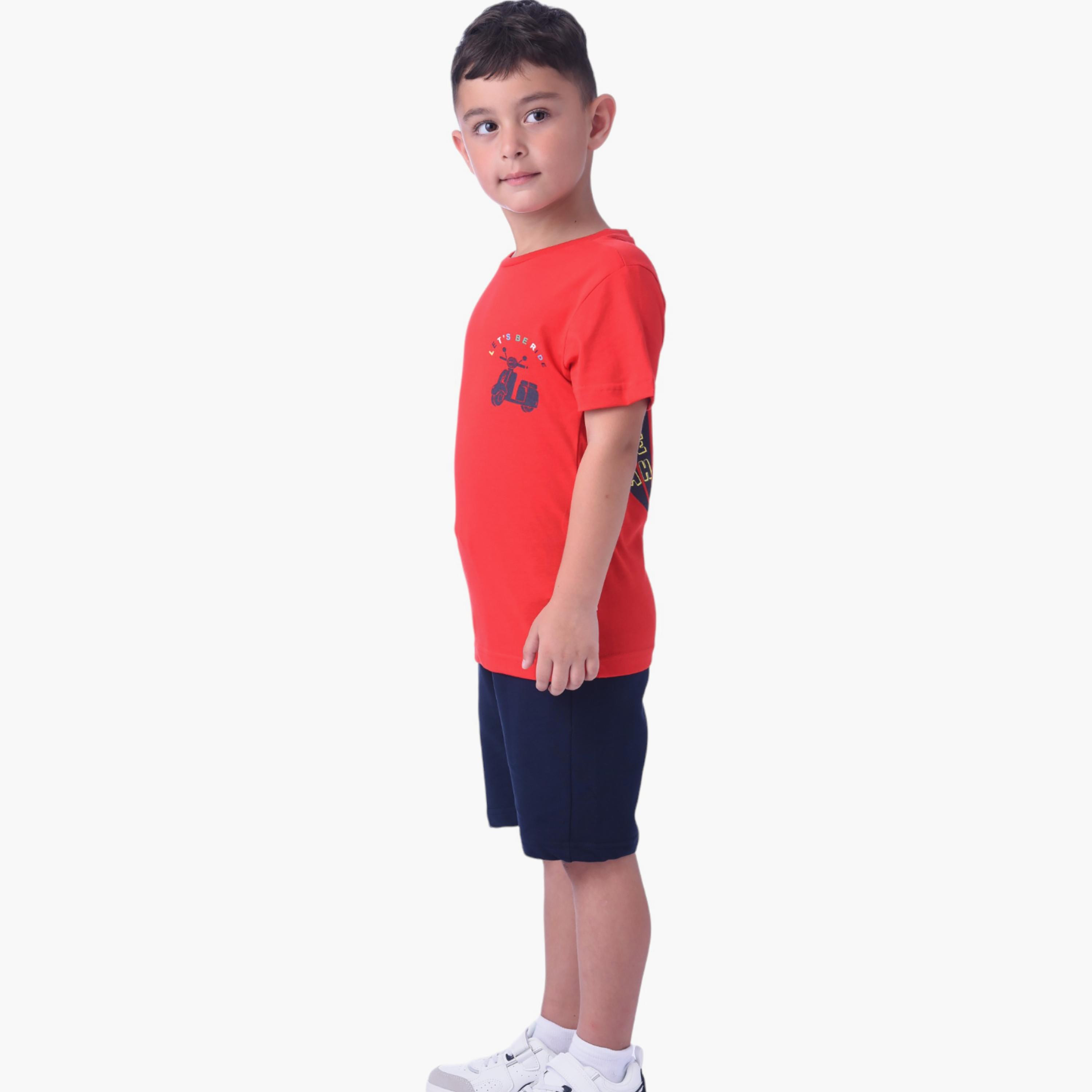 Victor and Jane Lets Go Ride Printed Short Sleeves T-Shirt & Shorts Set-boys-clothing-setsandcoords-image-2