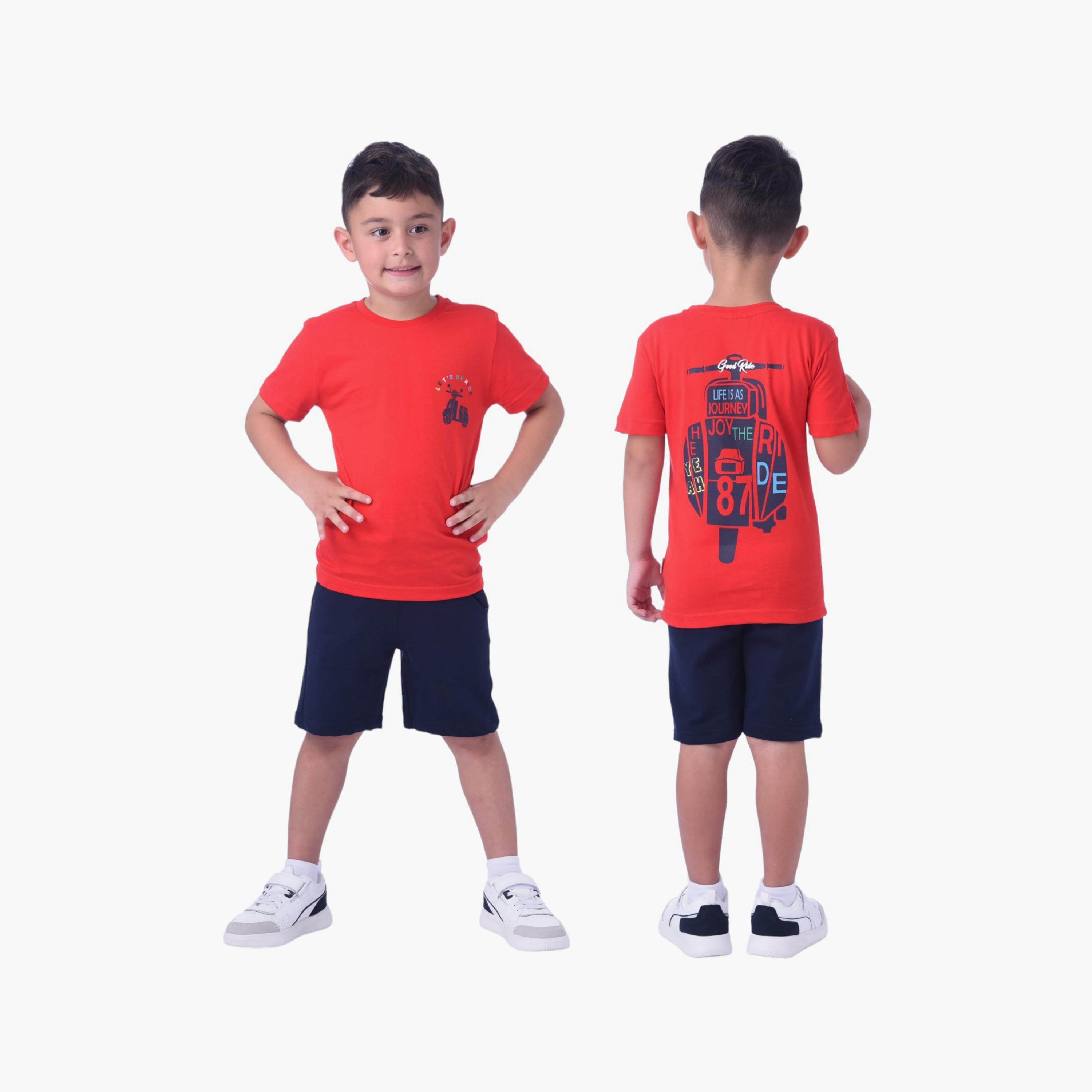 Victor and Jane Lets Go Ride Printed Short Sleeves T-Shirt & Shorts Set-boys-clothing-setsandcoords-image-4