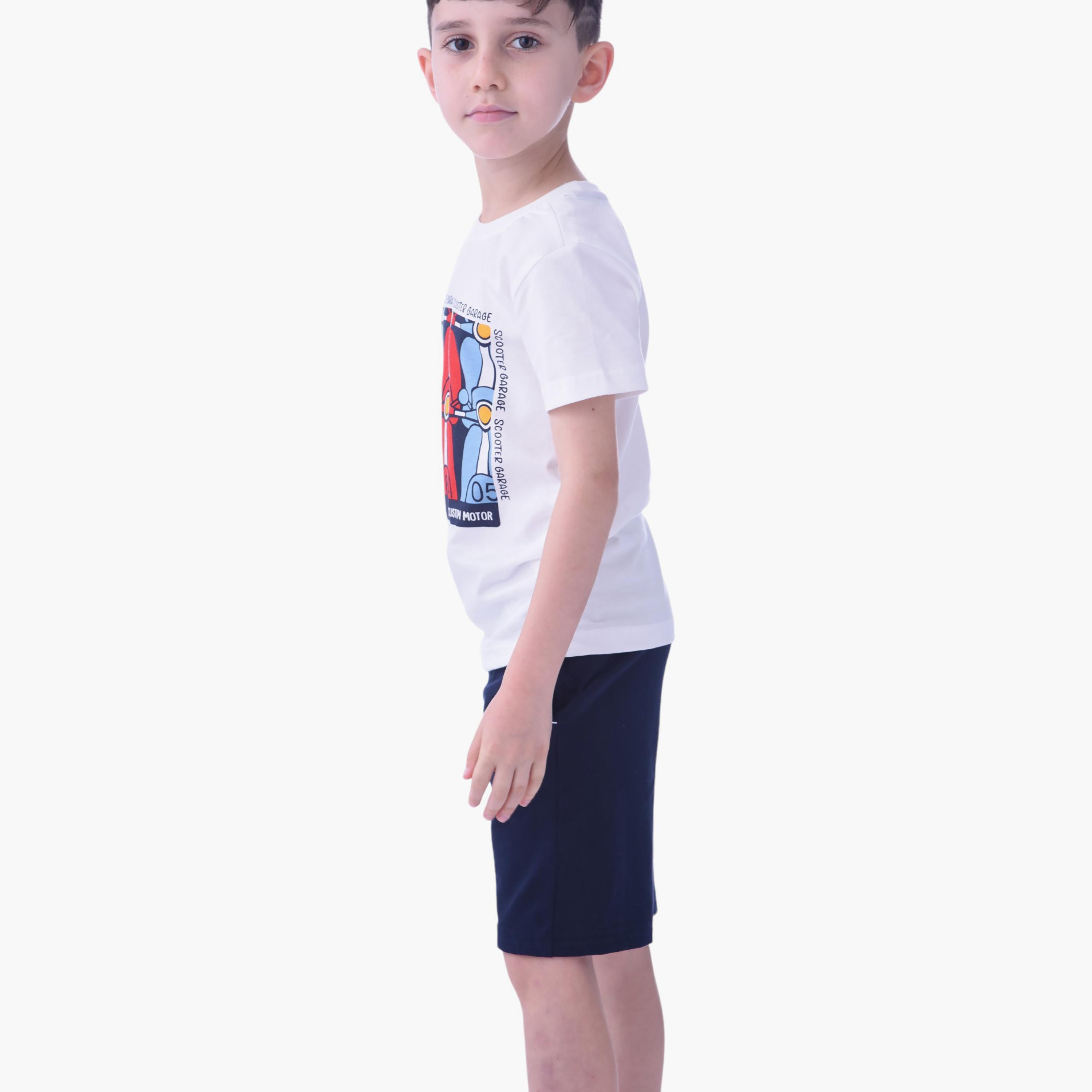طقم تي شيرت بأكمام قصيرة وشورت مطبوع من فيكتور اند جين-boys-clothing-setsandcoords-image-2