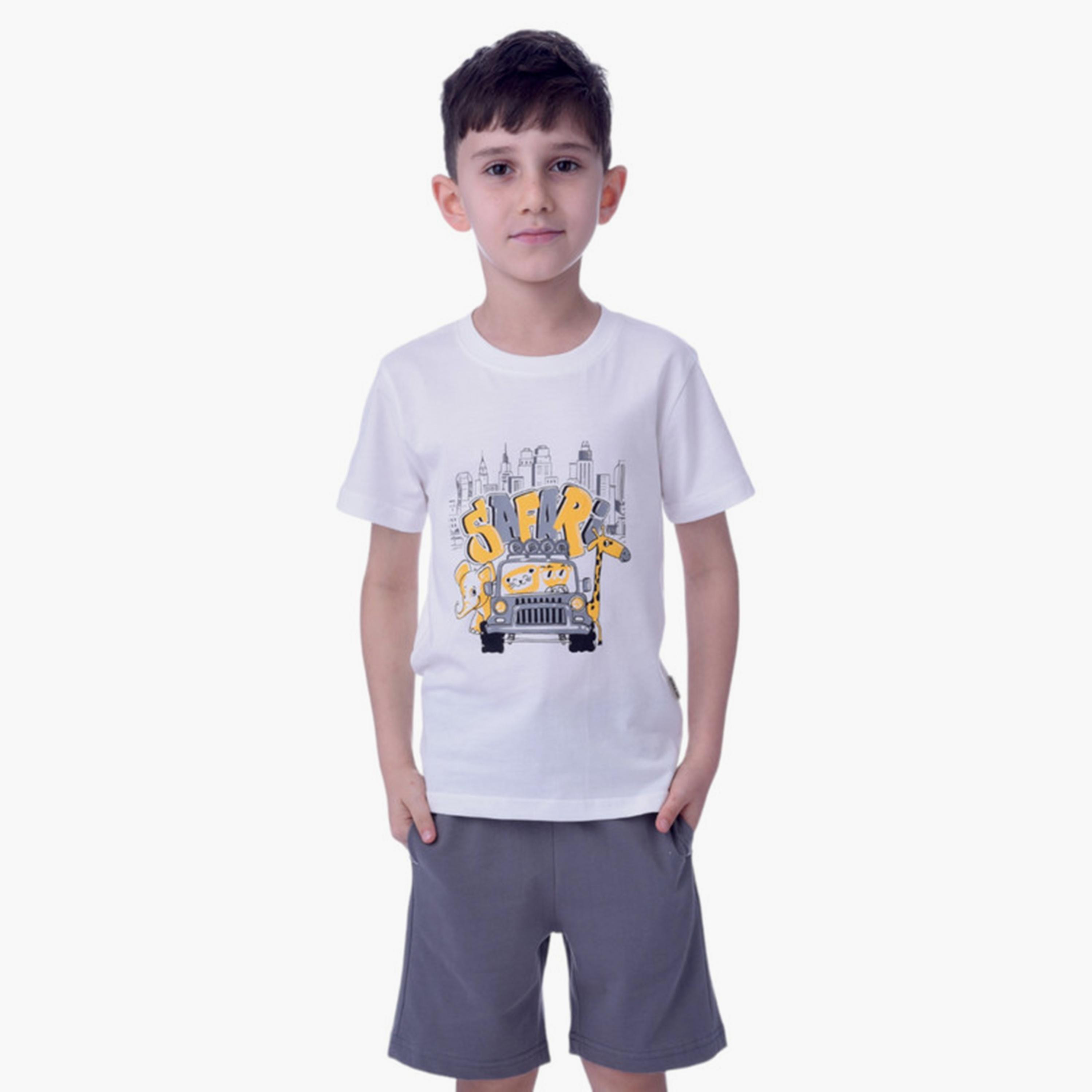 Victor and Jane Printed Short Sleeves T-Shirt with Shorts-boys-clothing-setsandcoords-image-1