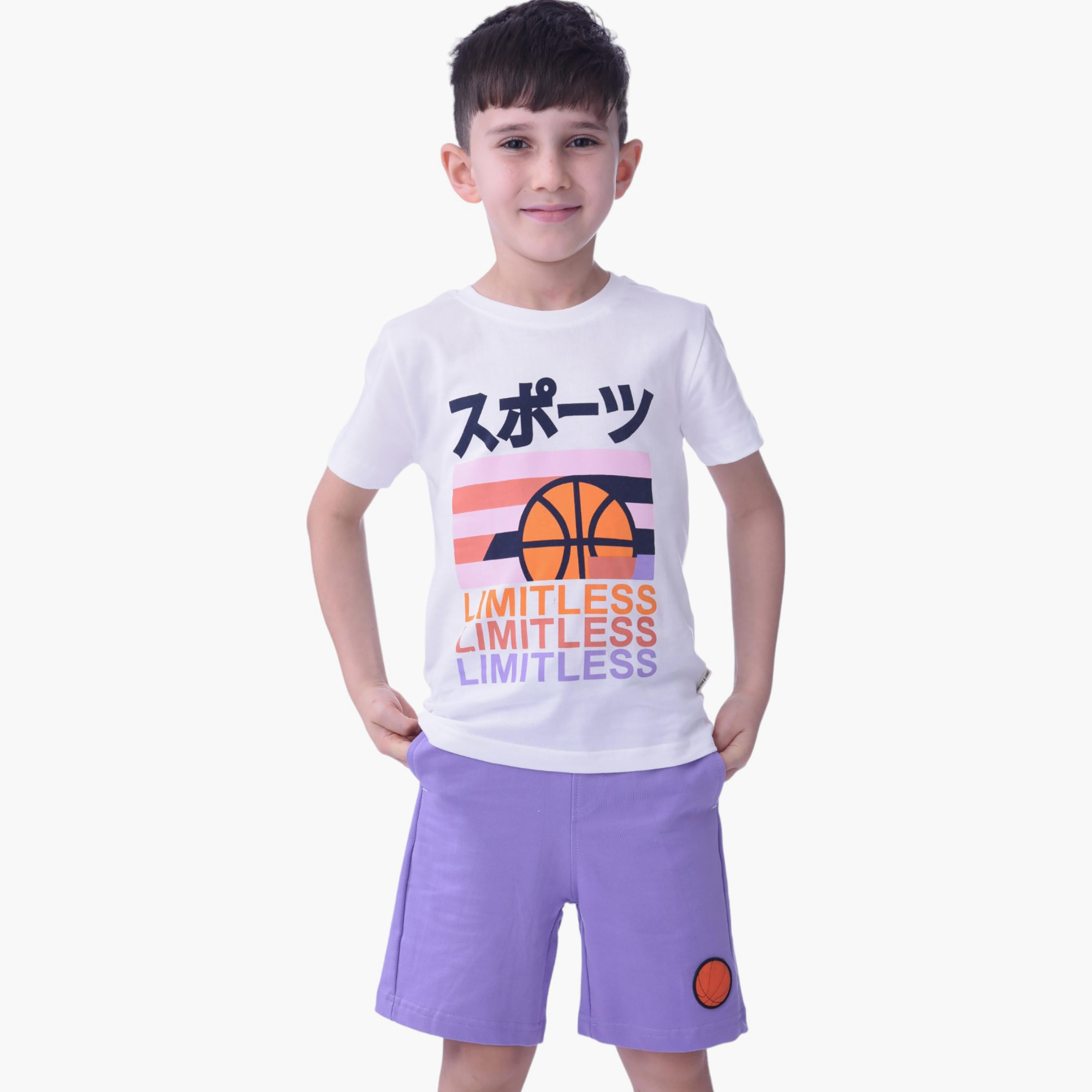 Victor and Jane Limitless Printed Short Sleeves T-Shirt & Shorts Set-boys-clothing-setsandcoords-image-1