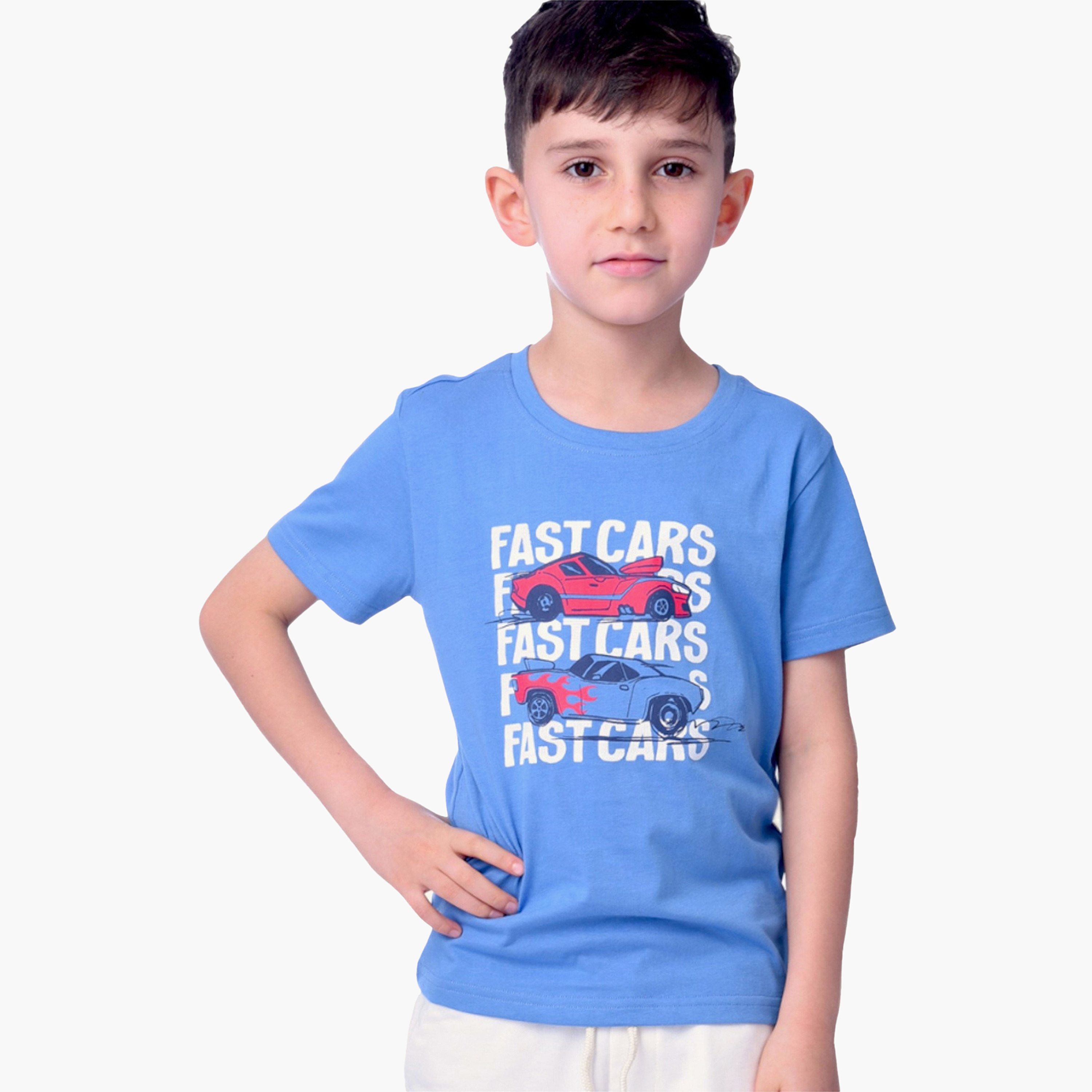 تي شيرت بطبعة السيارات السريعة من فيكتور آند جين - أزرق-boys-clothing-tshirtsandpolos-image-3