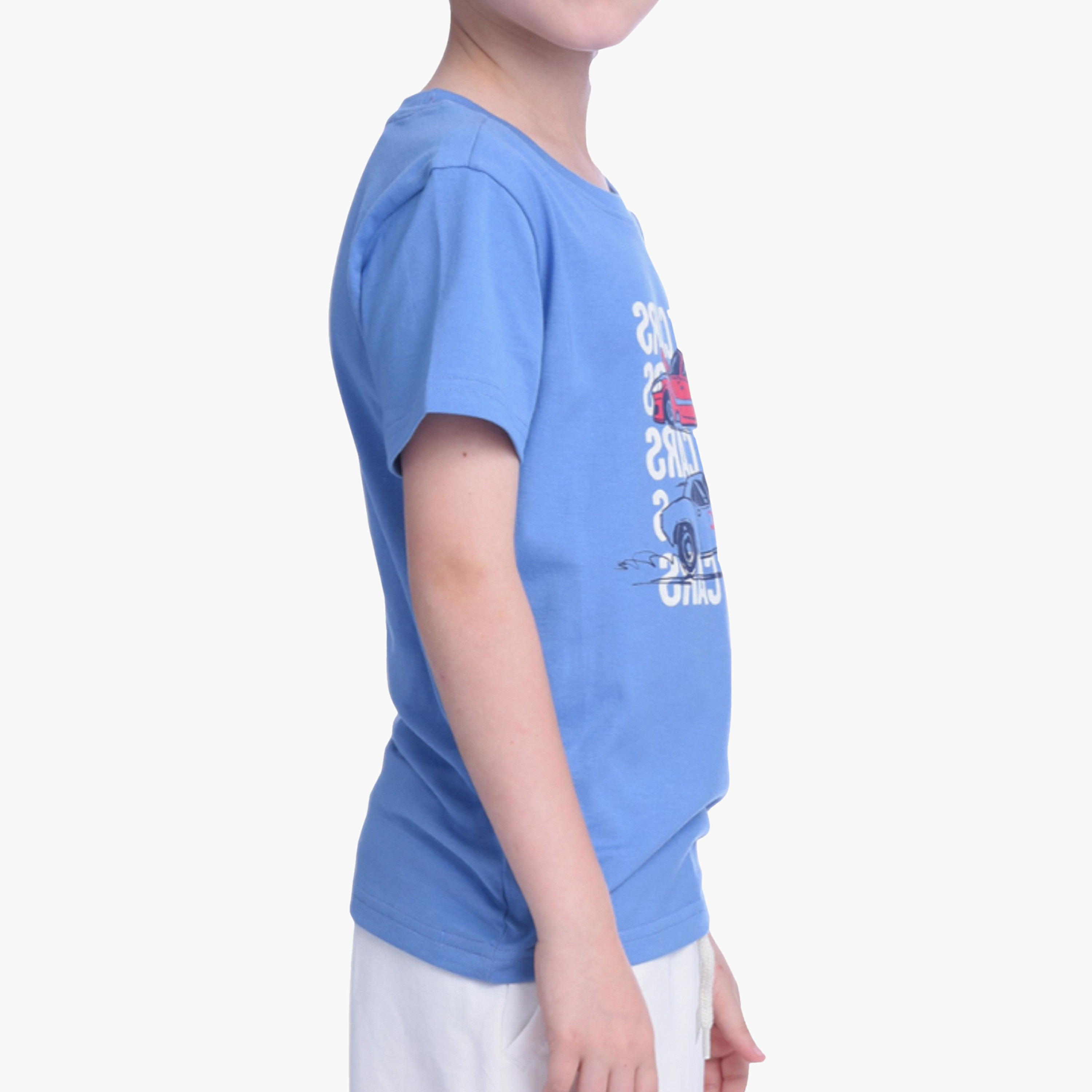 Victor and Jane Fast Cars Printed T-Shirt - Blue-boys-clothing-tshirtsandpolos-image-4