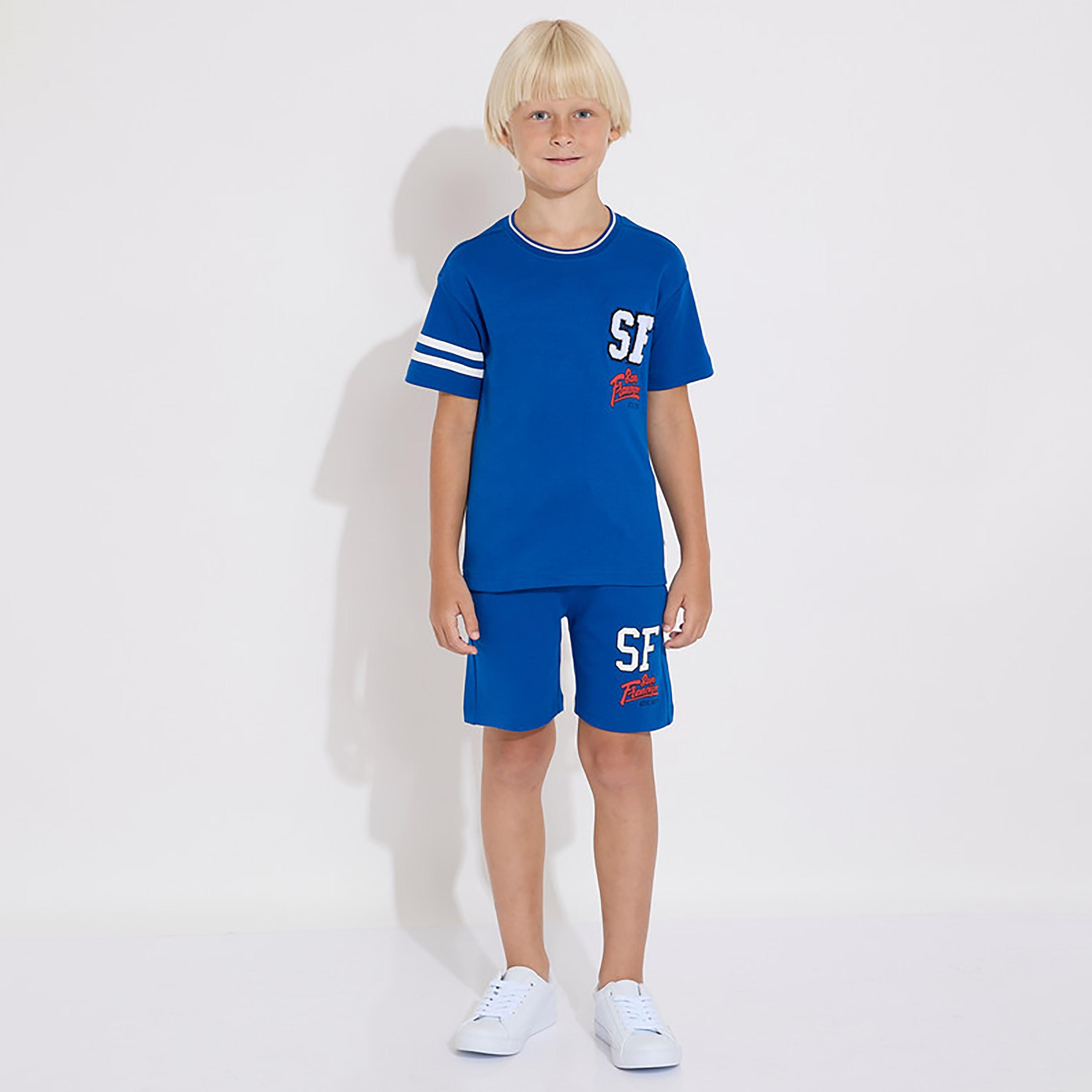 تيشيرت بأكمام قصيرة مطرزة مع شورت من فيكتور اند جين-boys-clothing-setsandcoords-image-1
