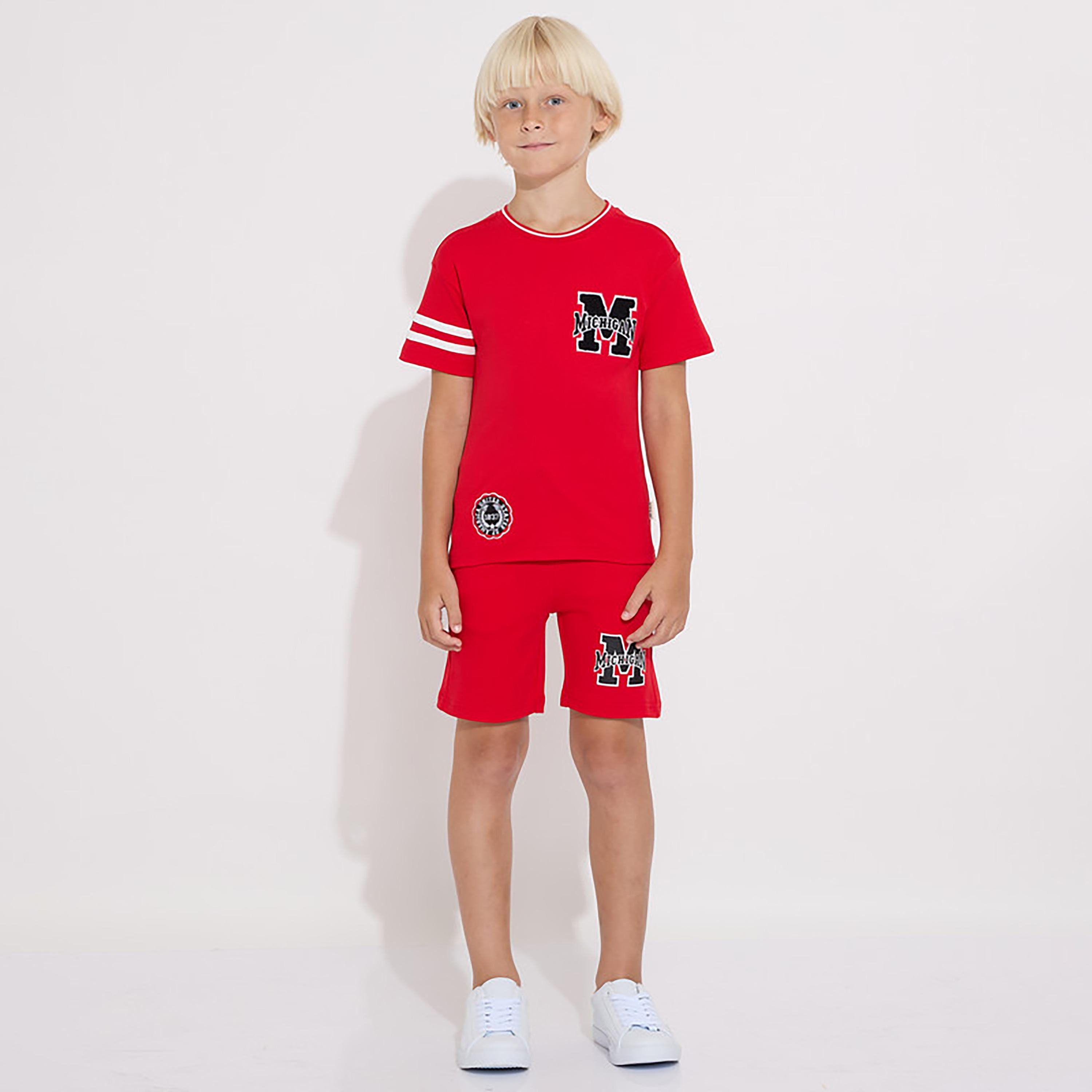 Victor and Jane Embroidered Short Sleeves T-Shirt with Shorts-boys-clothing-setsandcoords-image-1