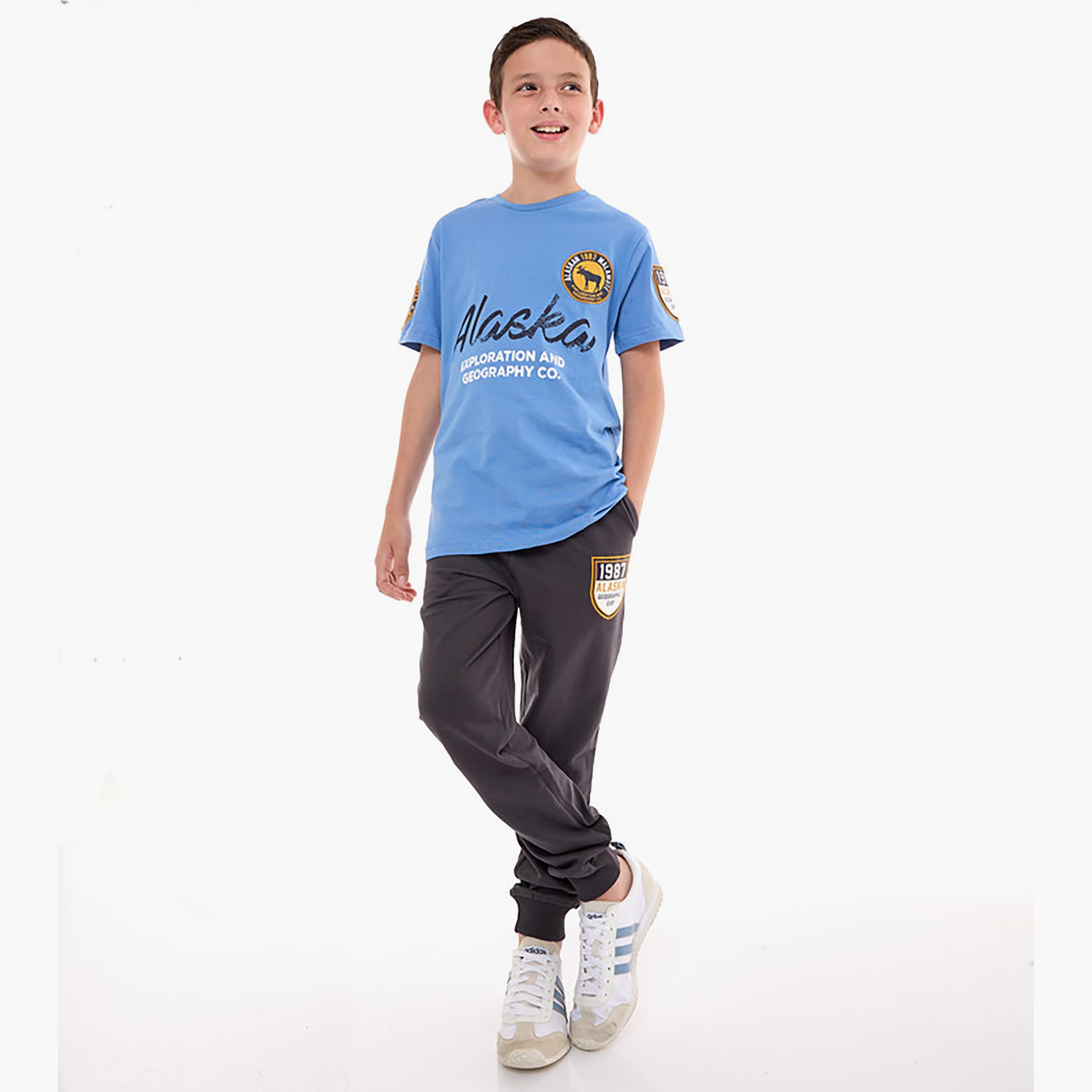 Victor and Jane Printed Short Sleeves T-Shirt with Joggers-boys-clothing-setsandcoords-image-1