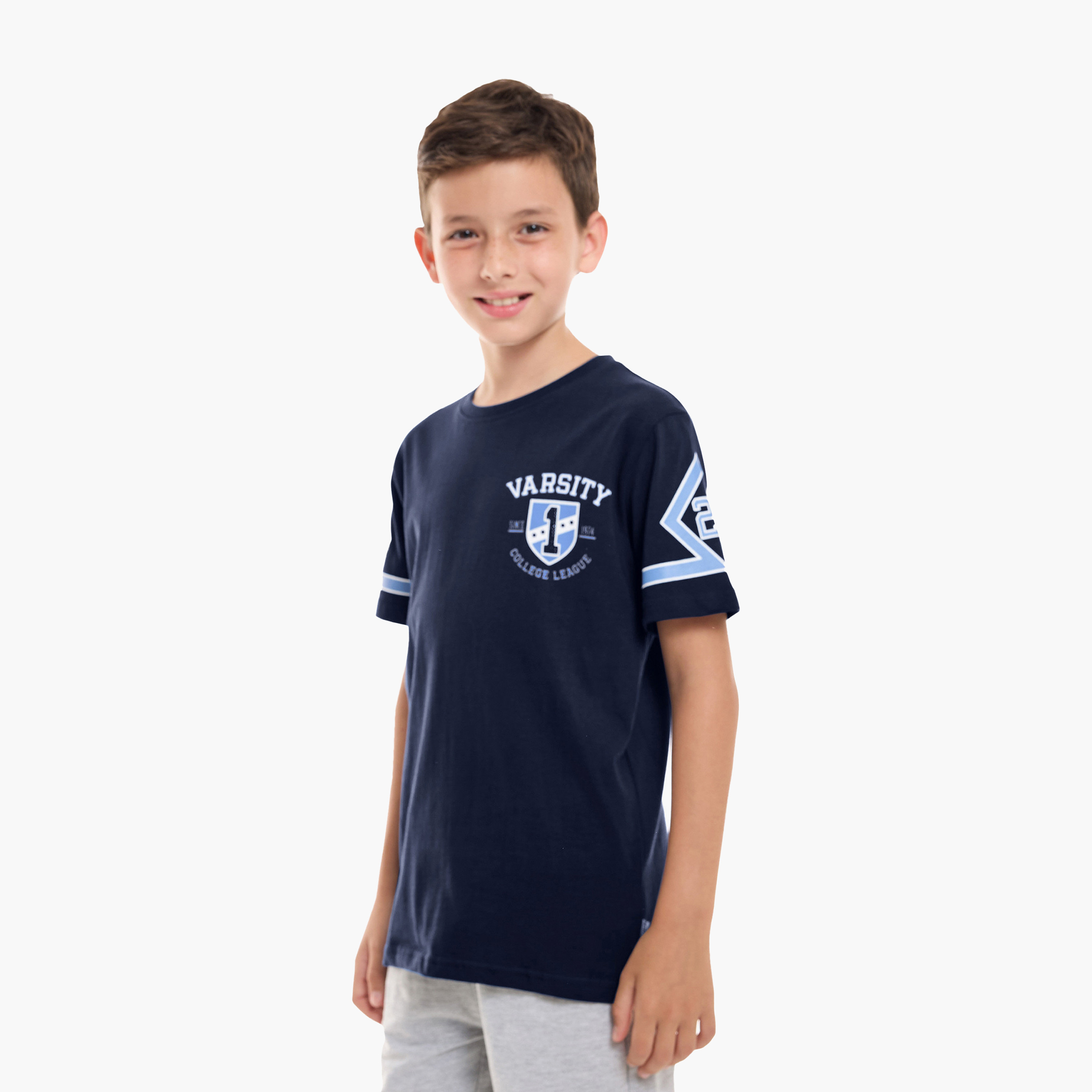 تي شيرت بطبعة فيكتور آند جين - أزرق داكن-boys-clothing-tshirtsandpolos-image-2