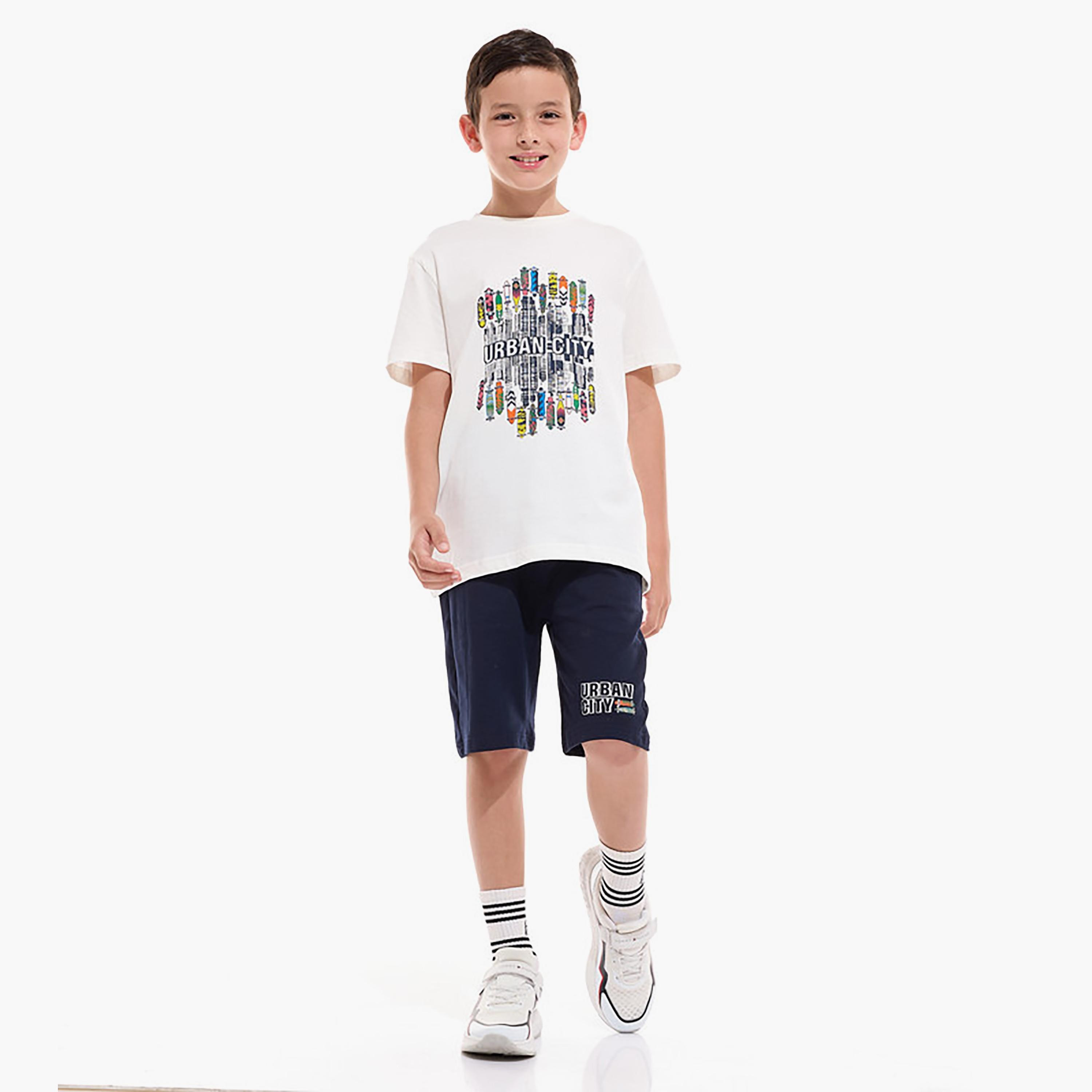 تيشيرت بأكمام قصيرة وطبعات مع شورت من فيكتور اند جين-boys-clothing-setsandcoords-image-1