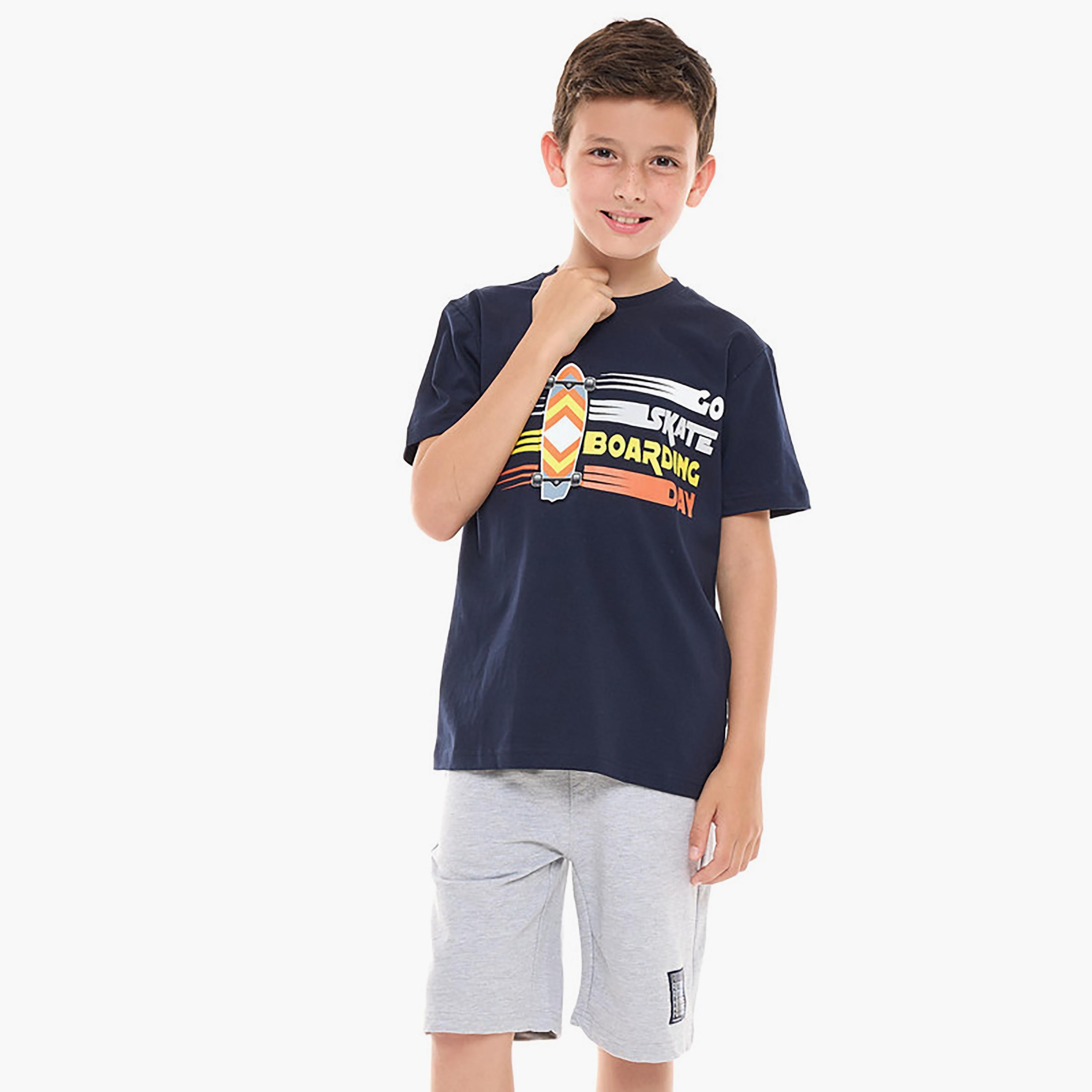 Victor and Jane Printed Short Sleeves T-Shirt with Shorts-boys-clothing-setsandcoords-image-1