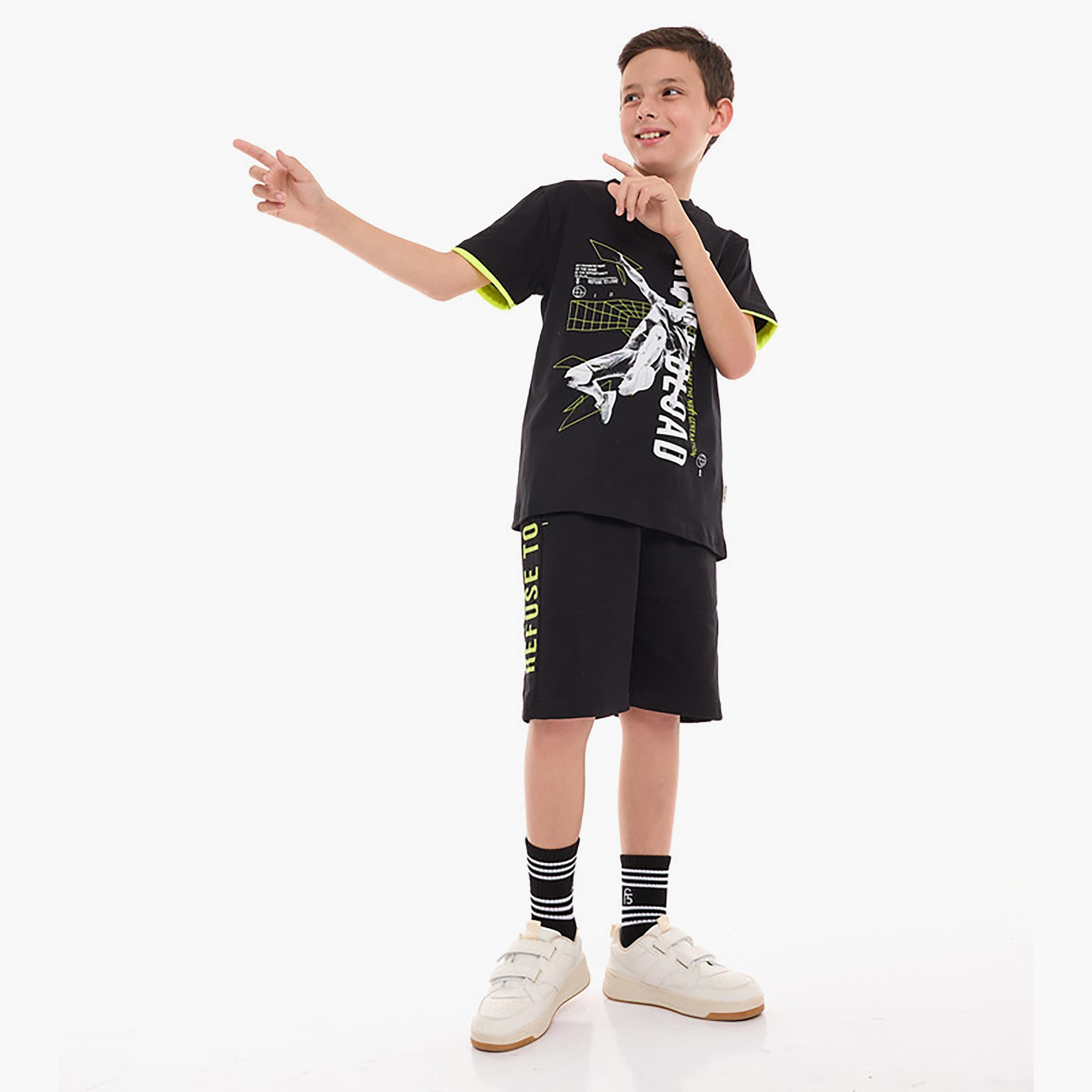 Victor and Jane Printed Short Sleeves T-Shirt with Shorts-boys-clothing-setsandcoords-image-1