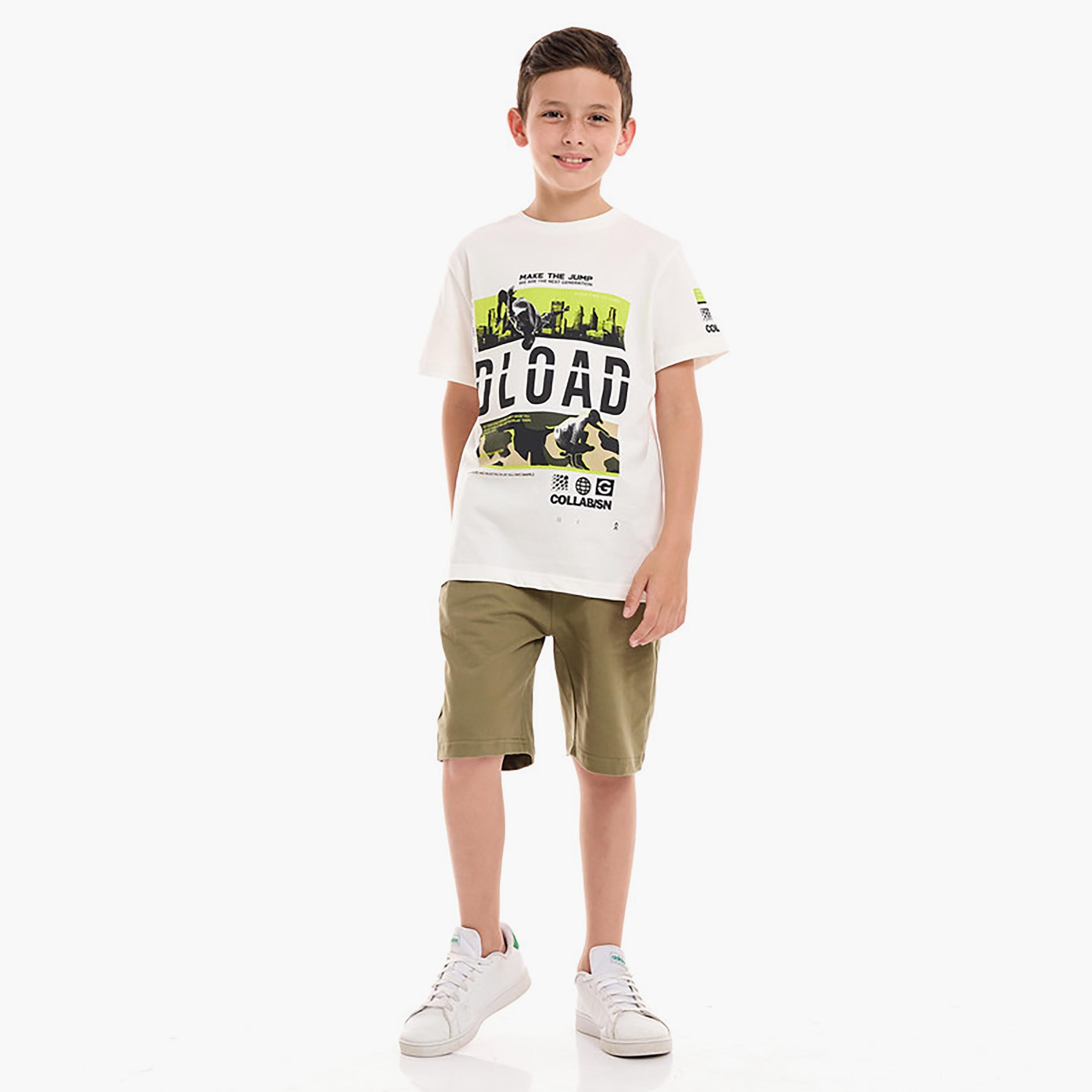 Victor and Jane Printed Short Sleeves T-Shirt with Shorts-boys-clothing-setsandcoords-image-1