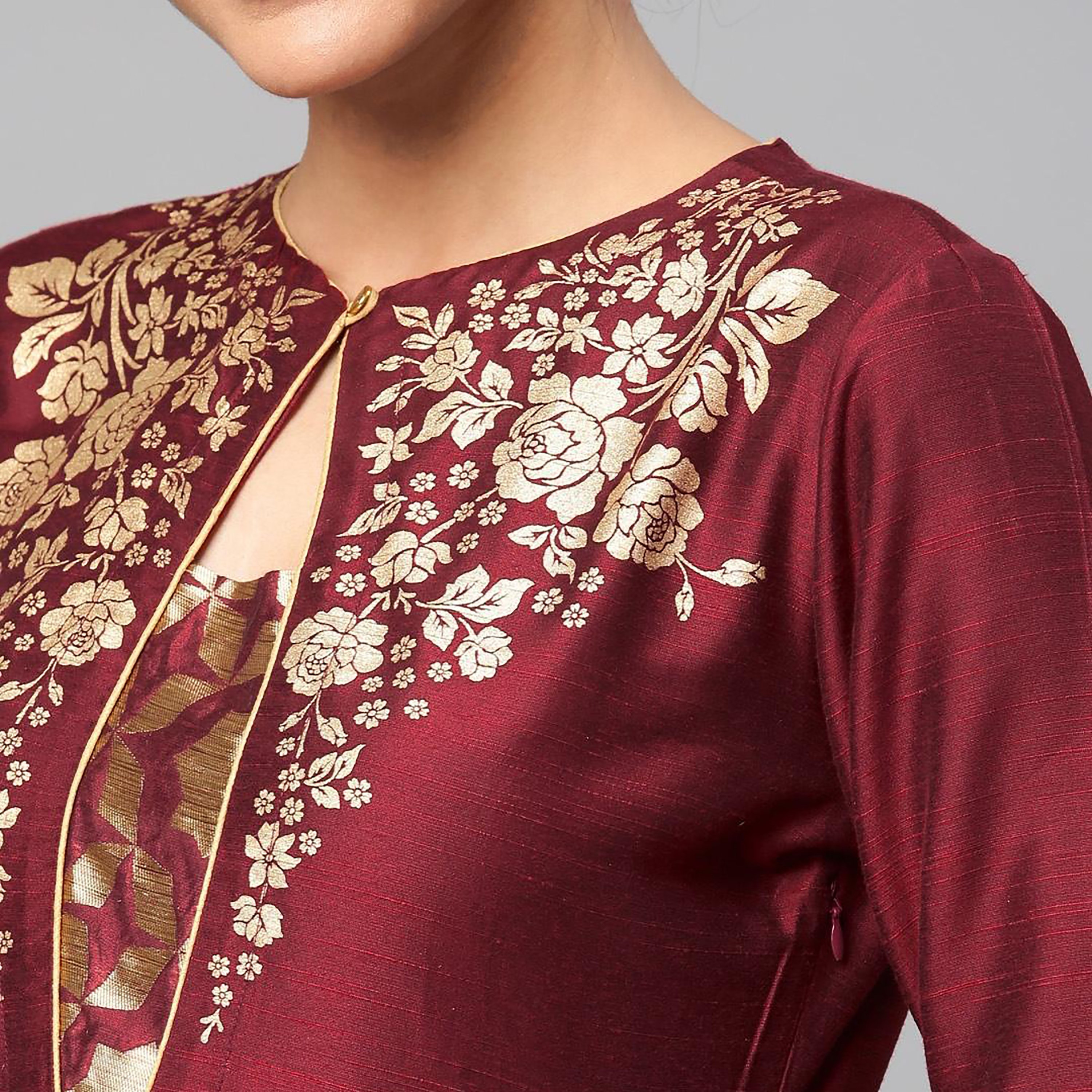 Set of 2 Vishudh Printed Round Neck Anarkali Kurta with Printed Palazzo-women-clothing-ethnicwear-salwarsuits-image-2