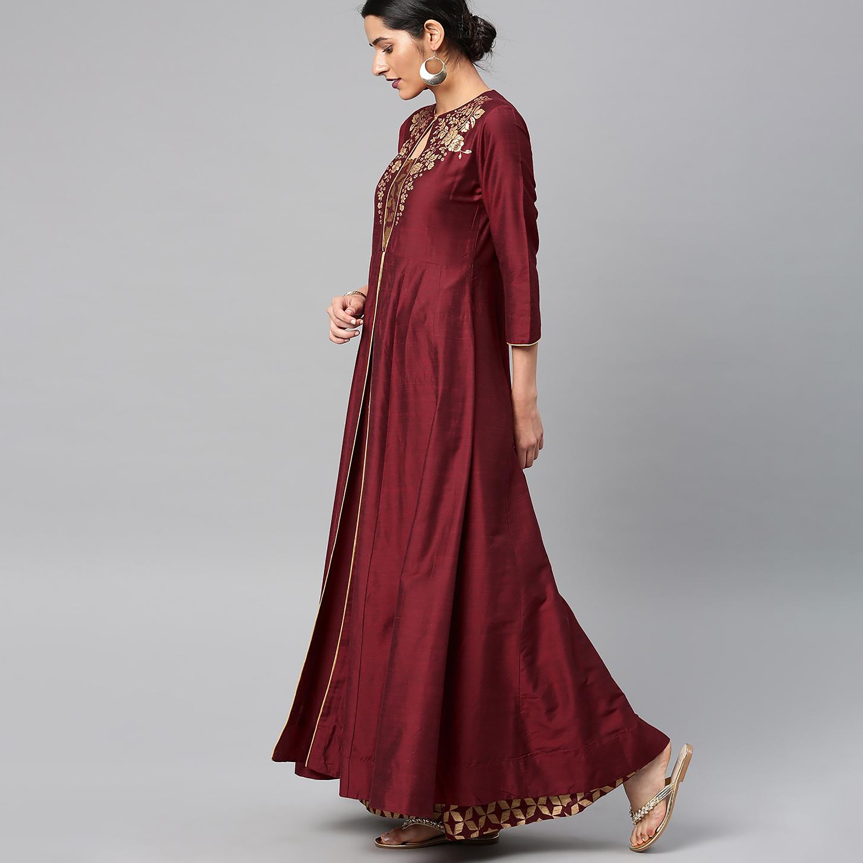 Set of 2 Vishudh Printed Round Neck Anarkali Kurta with Printed Palazzo-women-clothing-ethnicwear-salwarsuits-image-4