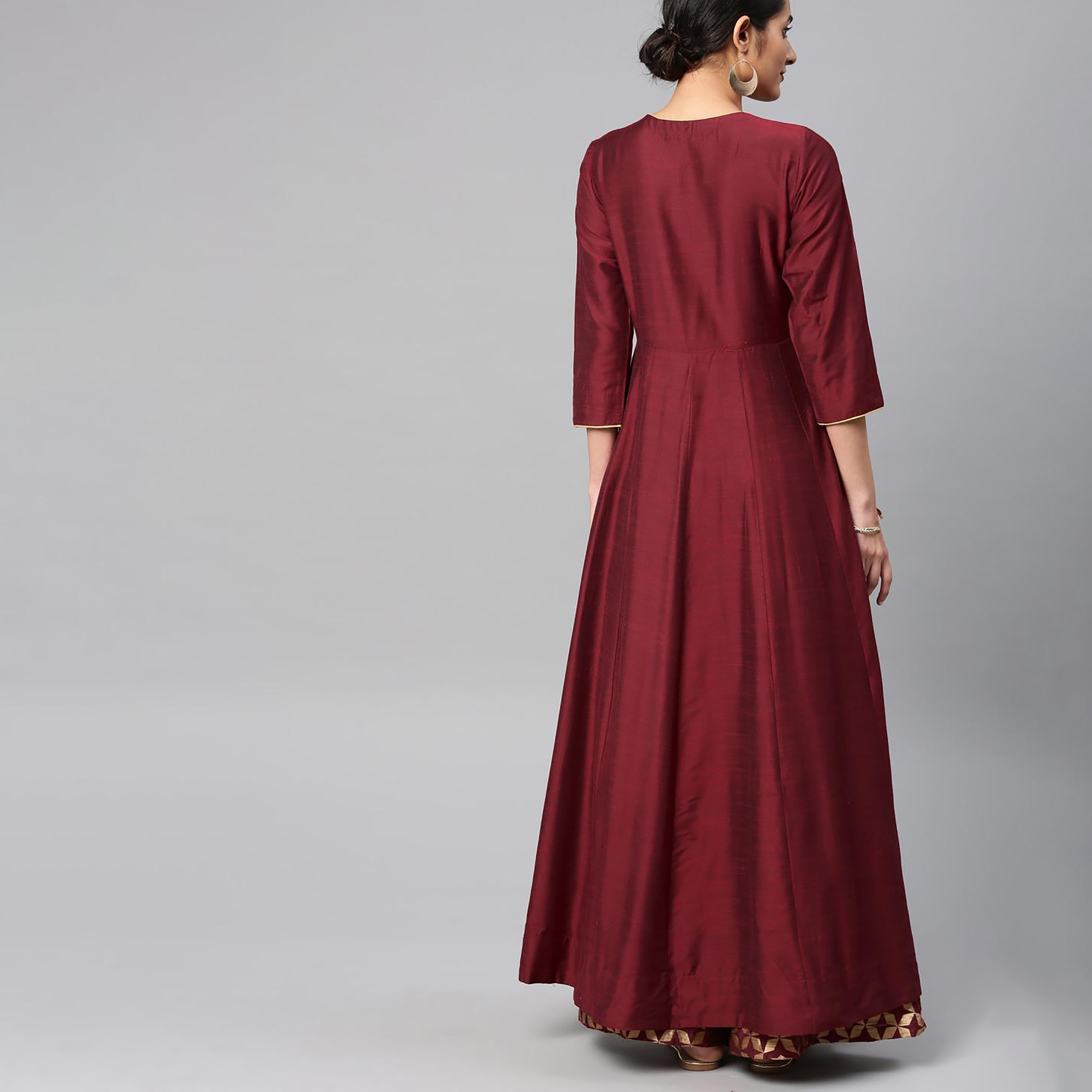 Set of 2 Vishudh Printed Round Neck Anarkali Kurta with Printed Palazzo-women-clothing-ethnicwear-salwarsuits-image-5