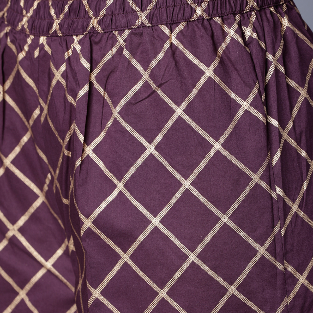 Set of 2 Vishudh Women Purple Printed Round Neck Kurta and Palazzo-women-clothing-ethnicwear-salwarsuits-image-6