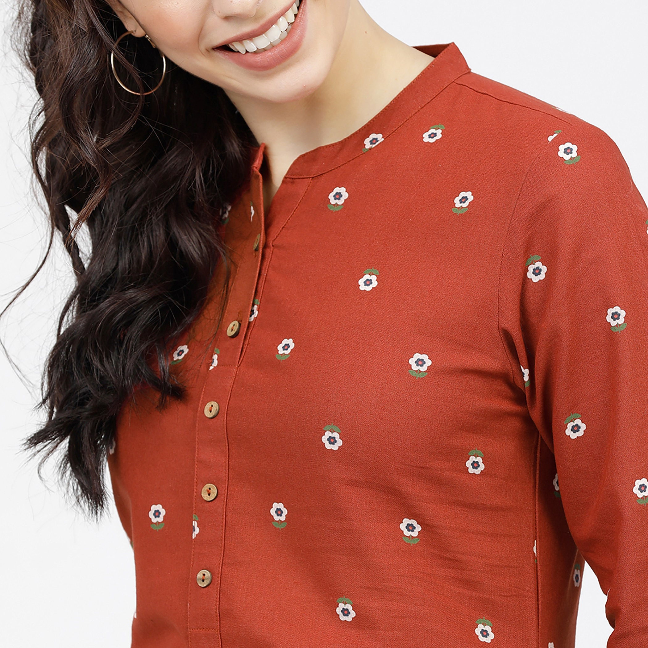 مجموعة من قطعتين كورتا مطبوع مع بنطلون حريمي من فيشوده -women-clothing-ethnicwear-salwarsuits-image-4