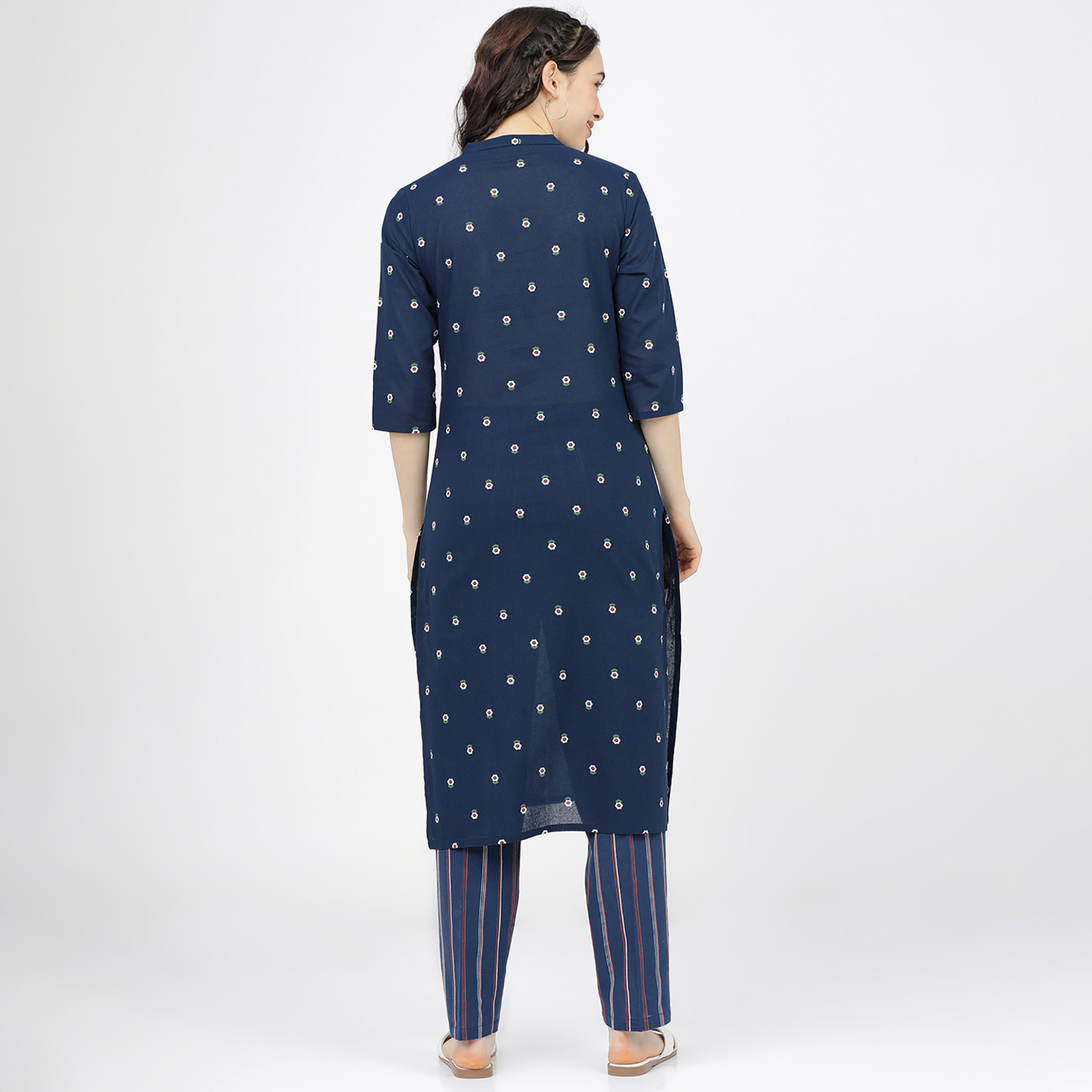 Set of 2 Vishudh Women Printed Kurta with Pant-women-clothing-ethnicwear-salwarsuits-image-3