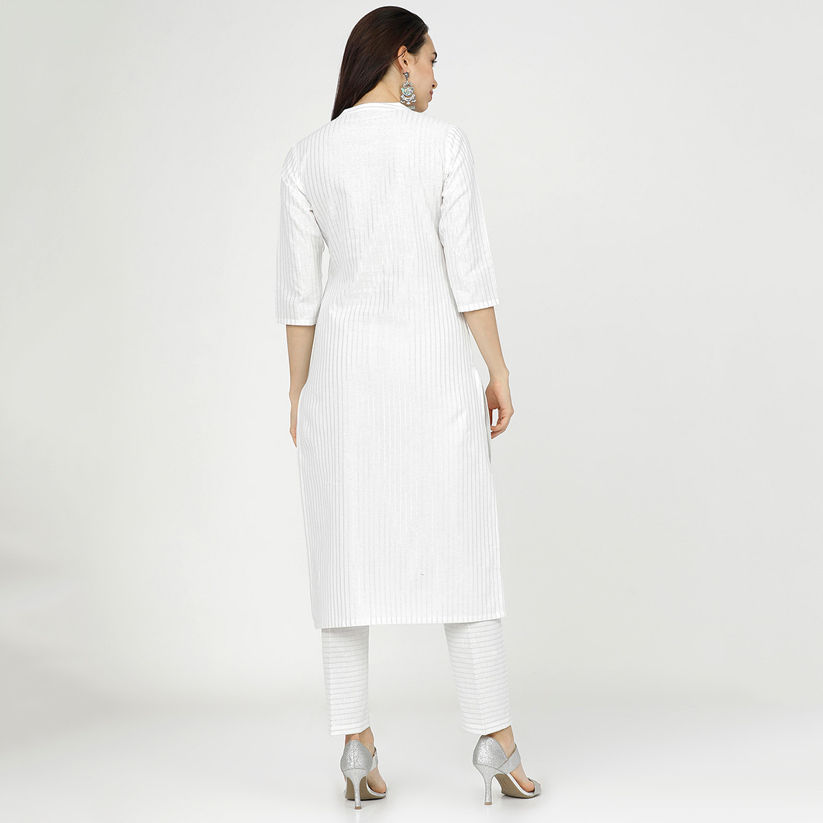 مجموعة من قطعتين كورتا نسائي وبنطلون مخطط من فيشوده نيو -women-clothing-ethnicwear-salwarsuits-image-5