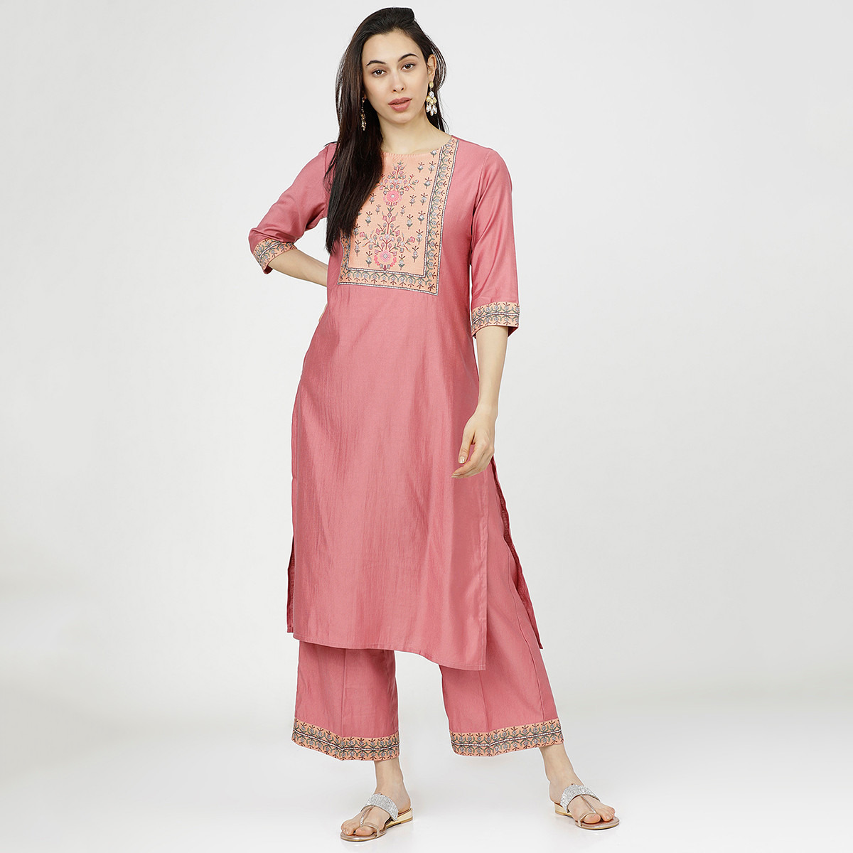 Set of 3 Vishudh New Women Printed Straight Kurta and Palazzo with Dupatta-women-clothing-ethnicwear-salwarsuits-image-2