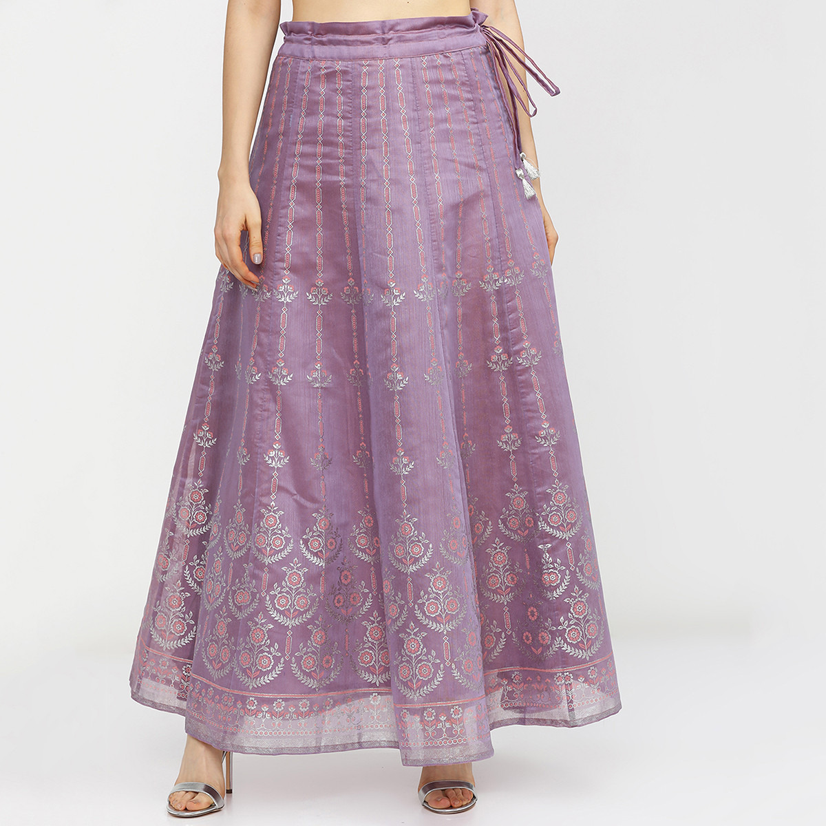 Set of 3 Vishudh Women Mauve Embroidered Round Neck Straight Kurta with Skirt and Dupatta-women-clothing-ethnicwear-salwarsuits-image-10
