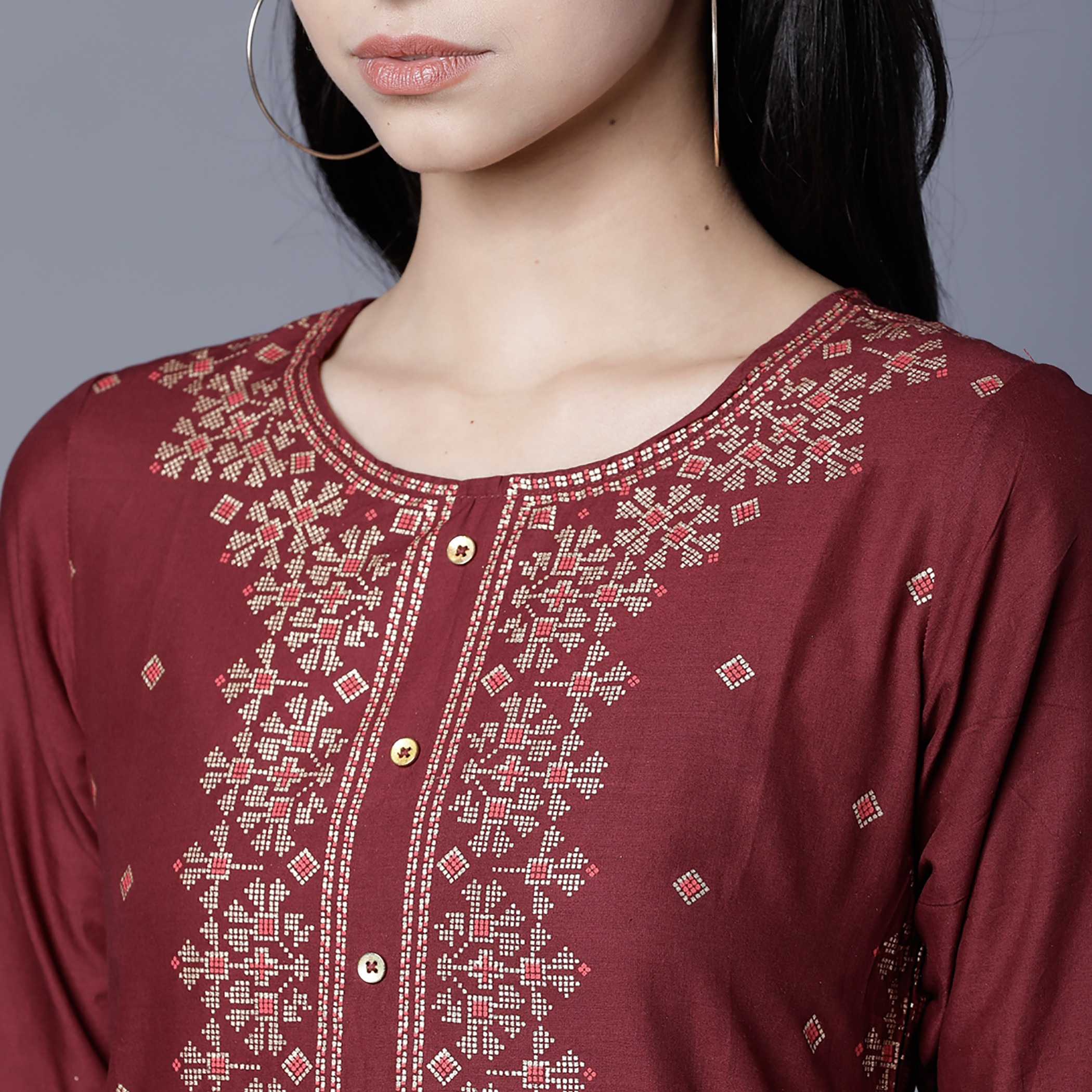 فيشوده أحمر قمم-women-clothing-ethnicwear-kurtas-image-5