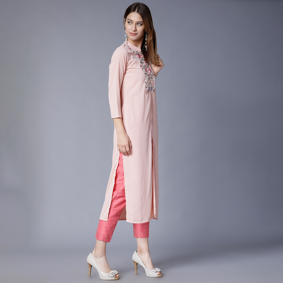 فيشوده البرتقالي كورتا-women-clothing-ethnicwear-kurtas-image-4